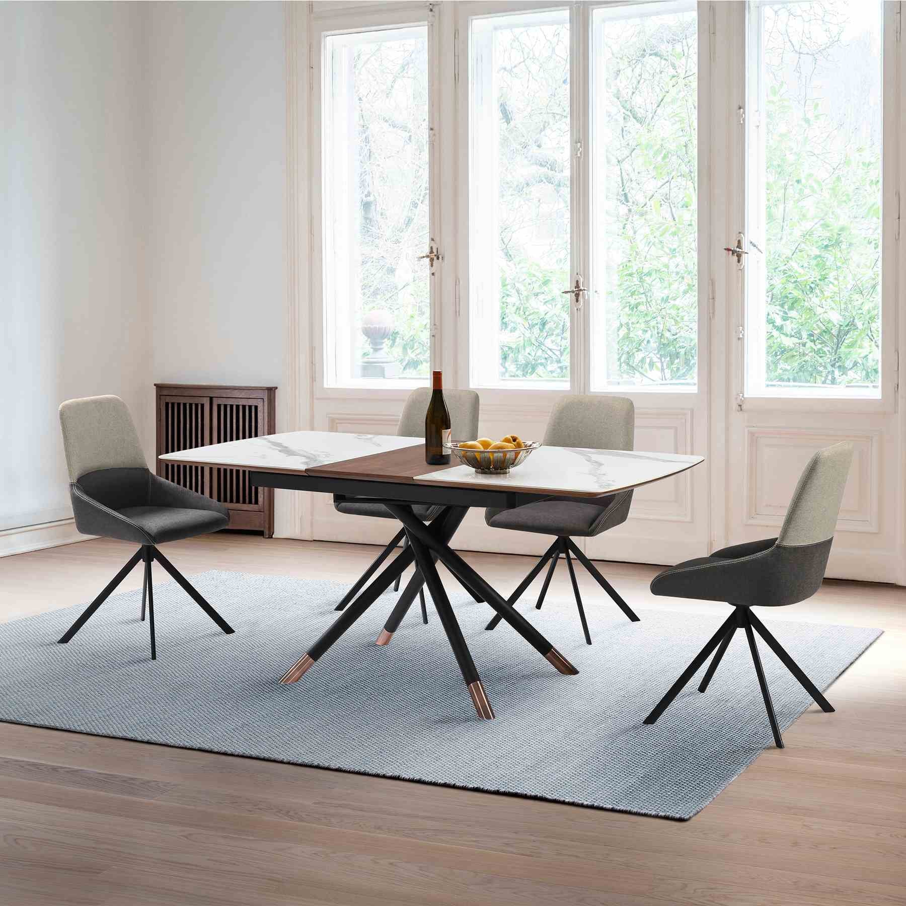 Alora Maverick 5 Piece Extendable Dining Set with Two-Tone Gray Fabric Chairs - Image 11