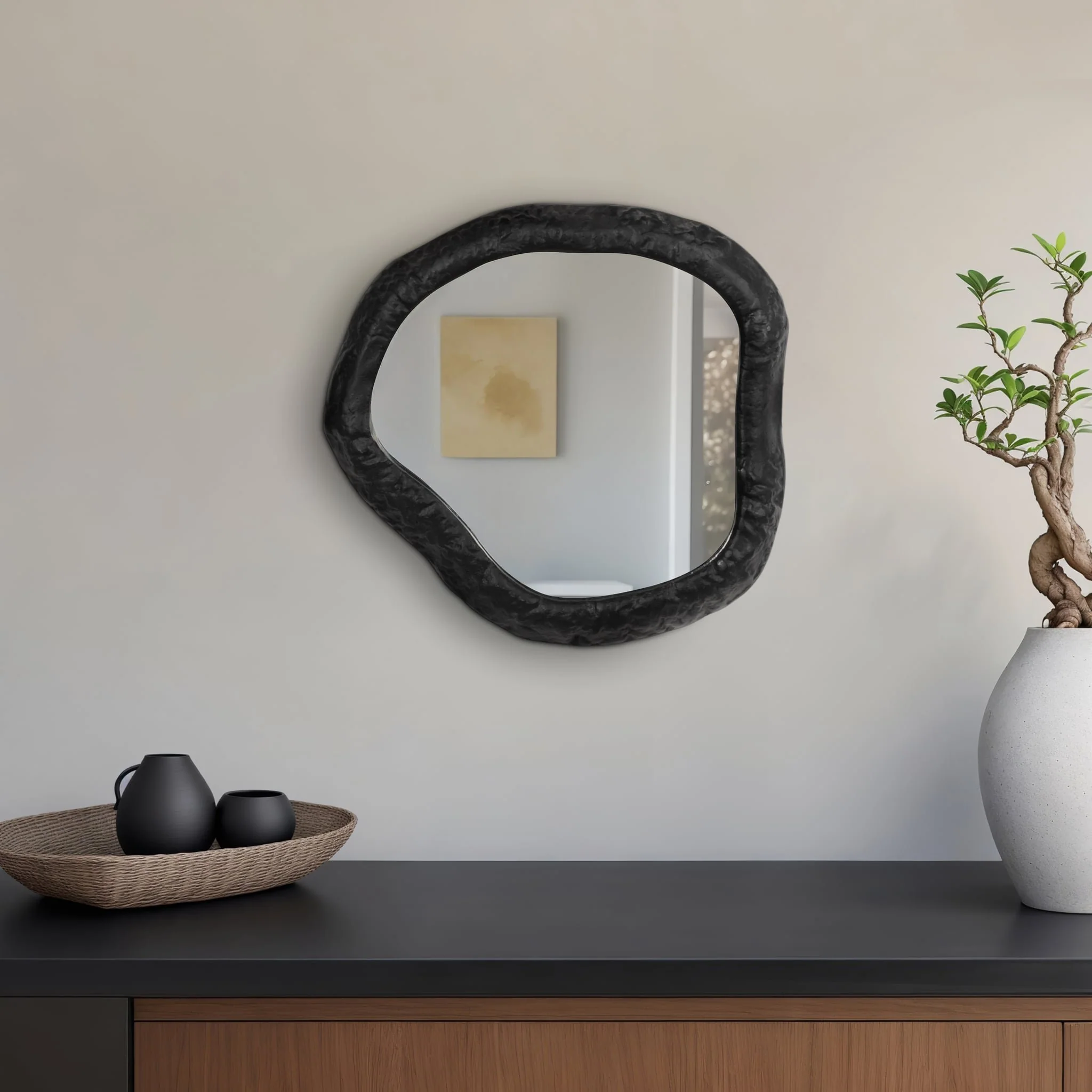 Alum,14",hammered Outlined Mirror,matte Black - Image 8