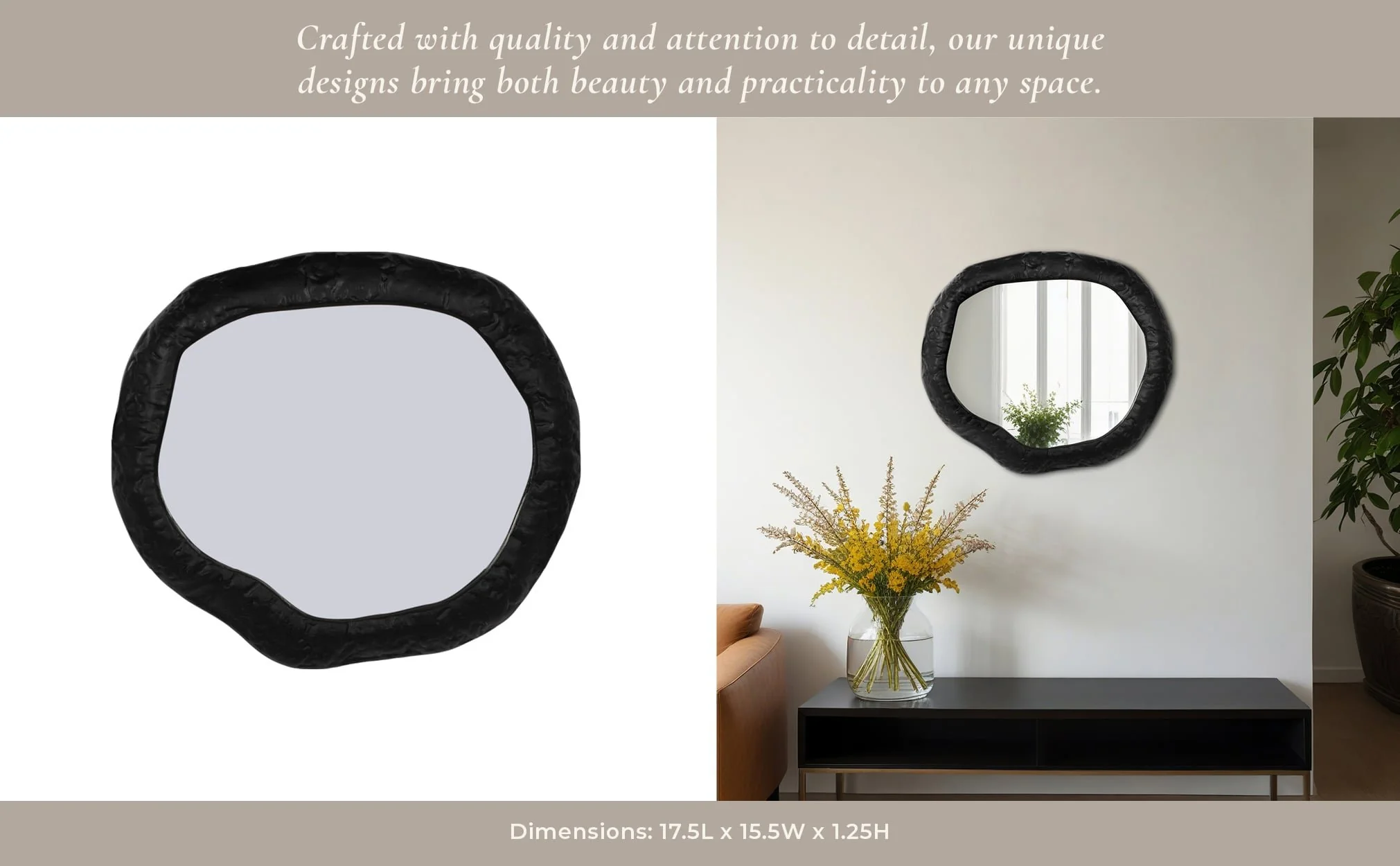 Alum,18",hammered Outlined Mirror,matte Black - Image 9