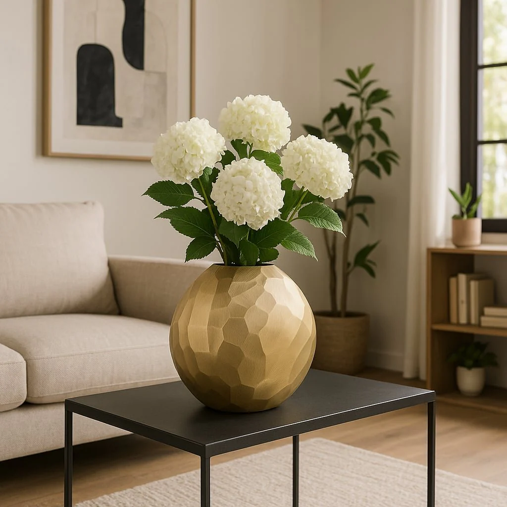 Aluminum 10"h, Hammered Vase, Champagne - Image 12