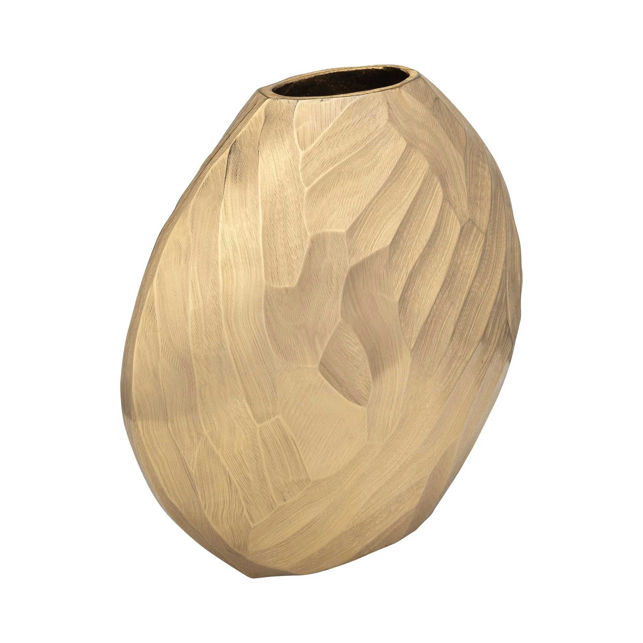 Aluminum 10"h, Hammered Vase, Champagne - Image 3