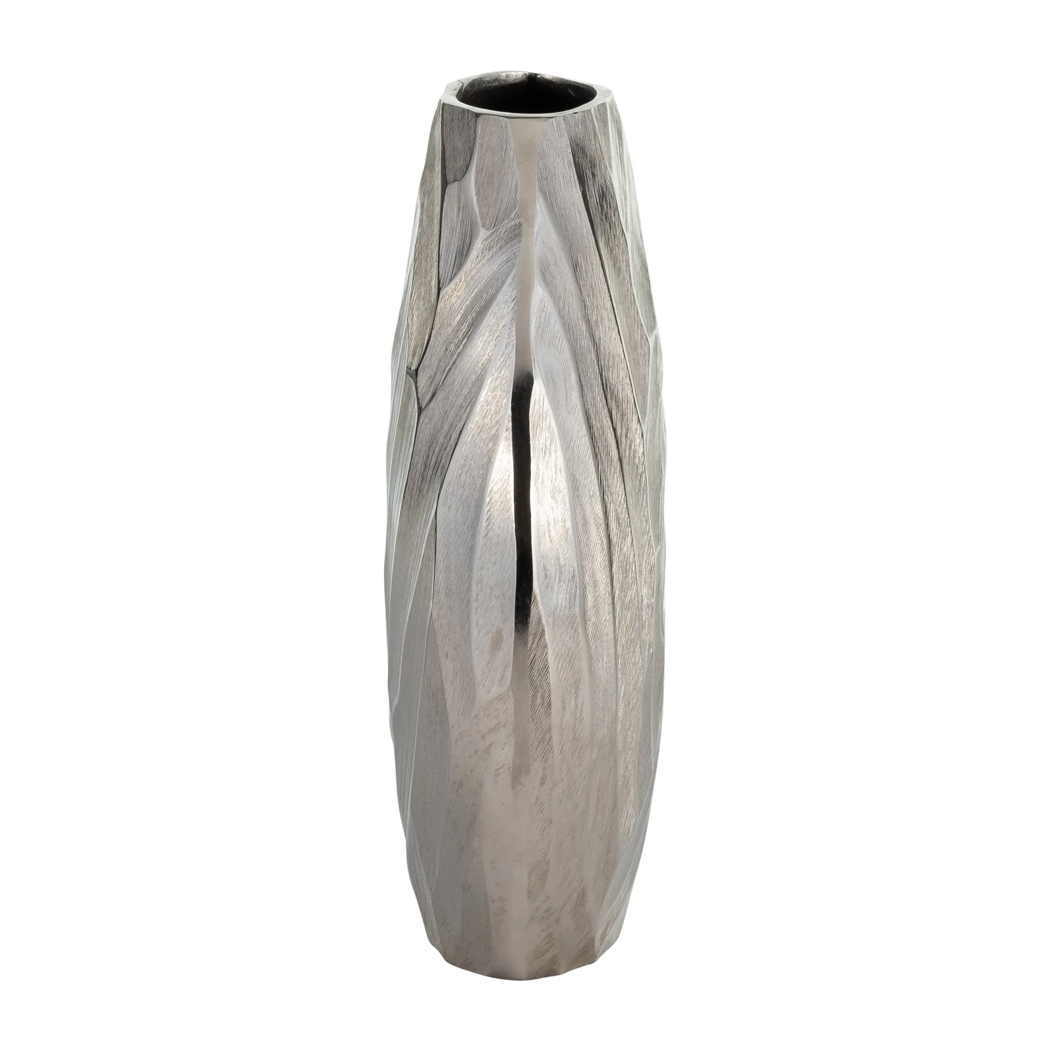 Aluminum 10"h, Hammered Vase, Silver - Image 4