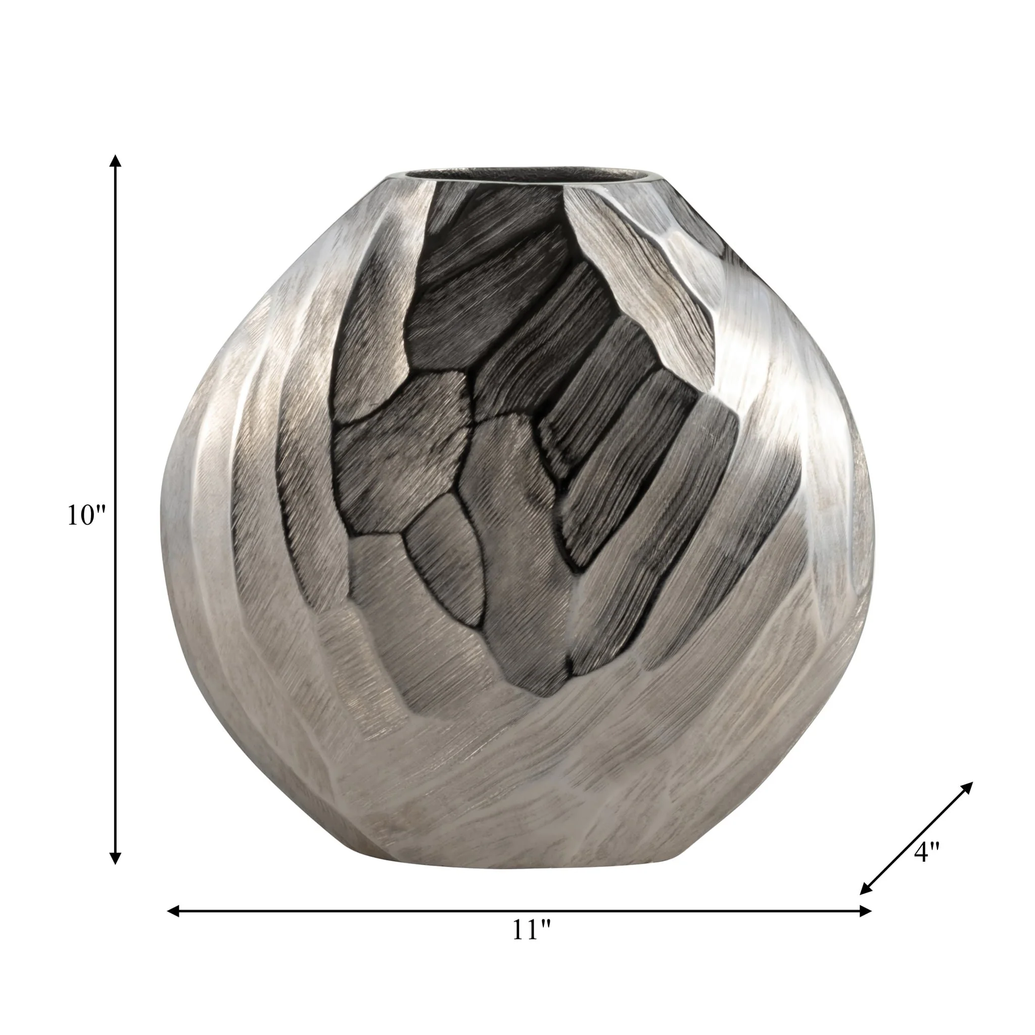 Aluminum 10"h, Hammered Vase, Silver - Image 8