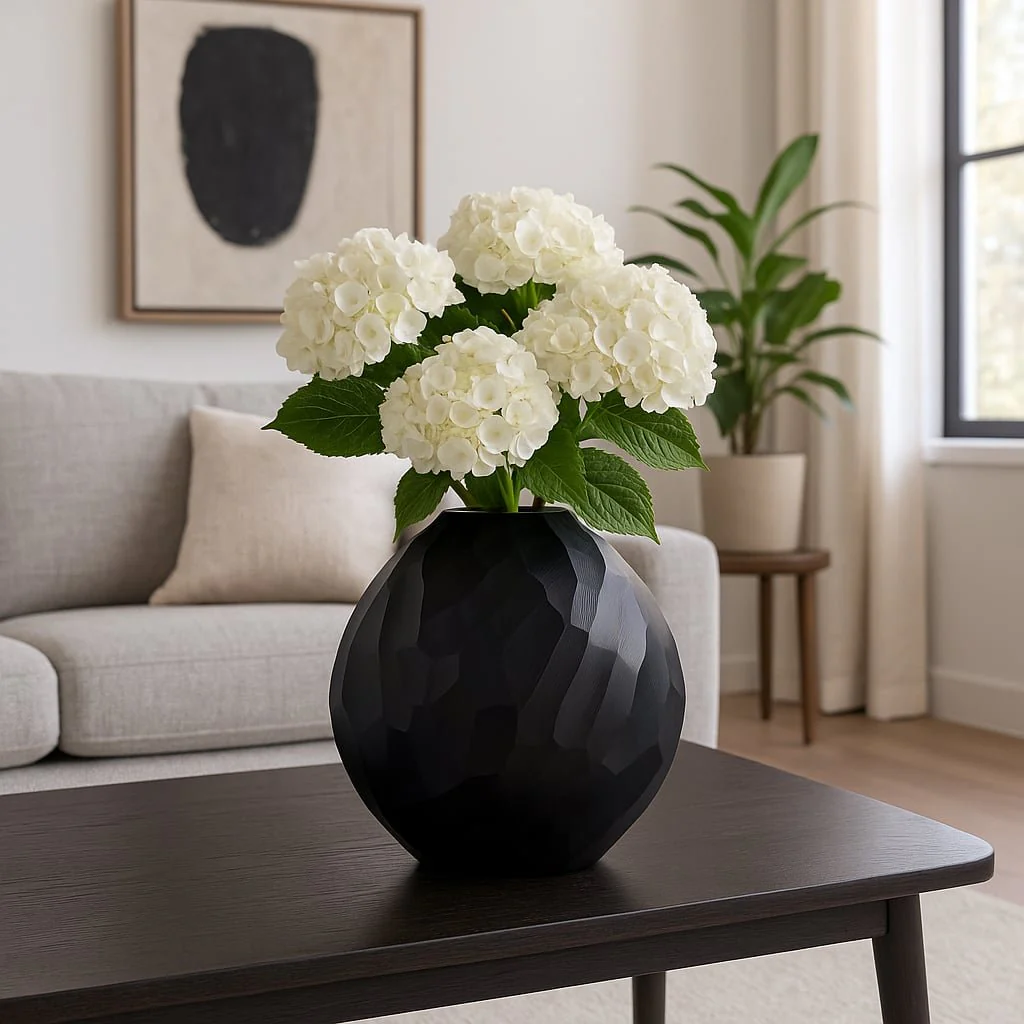Aluminum 14"h Hammered Vase, Matte Black - Image 10