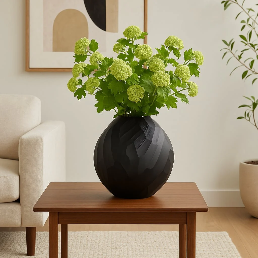 Aluminum 14"h Hammered Vase, Matte Black - Image 11