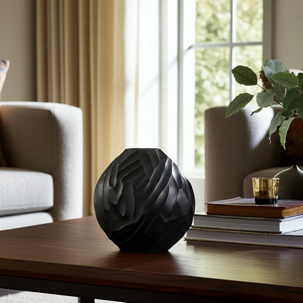Aluminum 14"h Hammered Vase, Matte Black - Image 12
