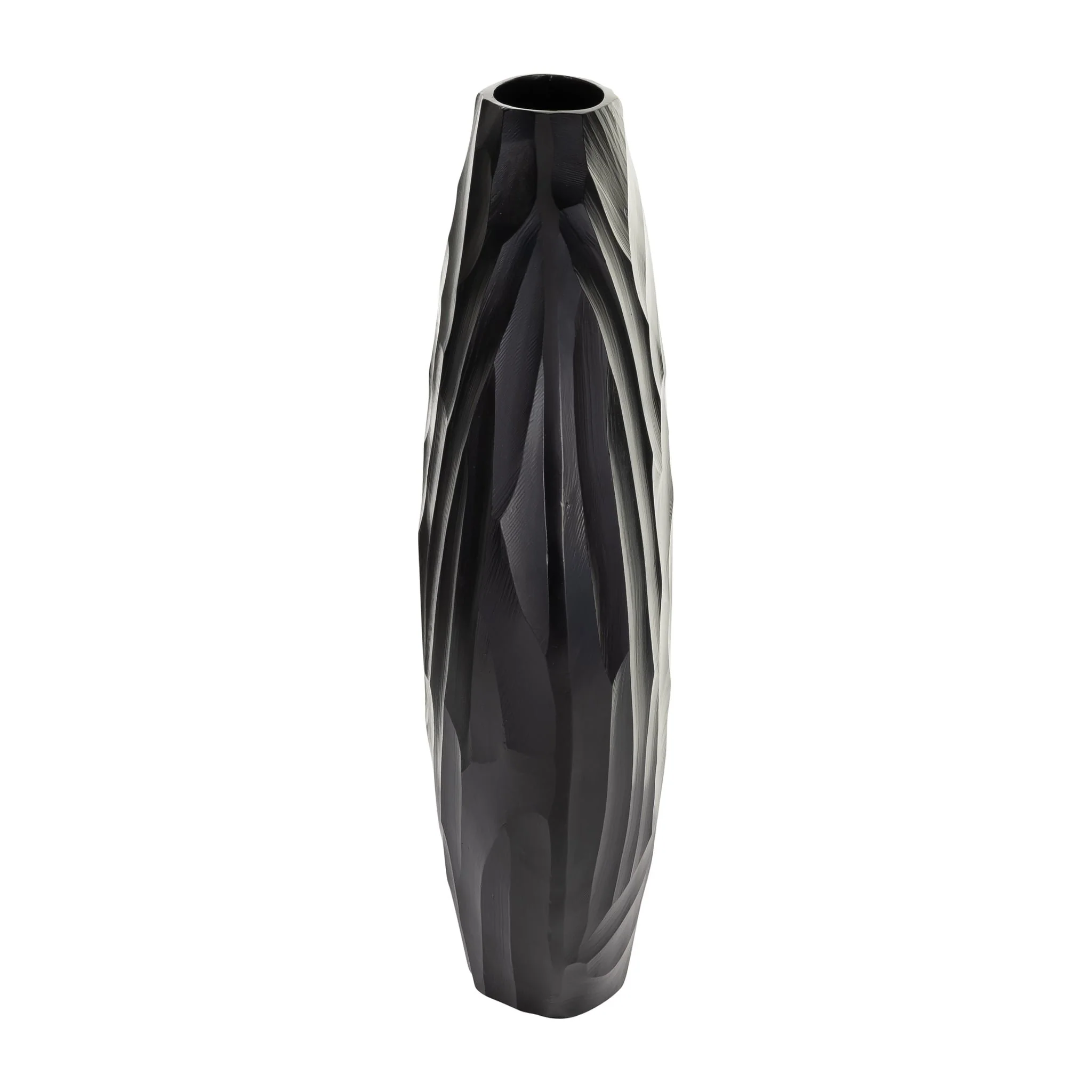 Aluminum 14"h Hammered Vase, Matte Black - Image 4