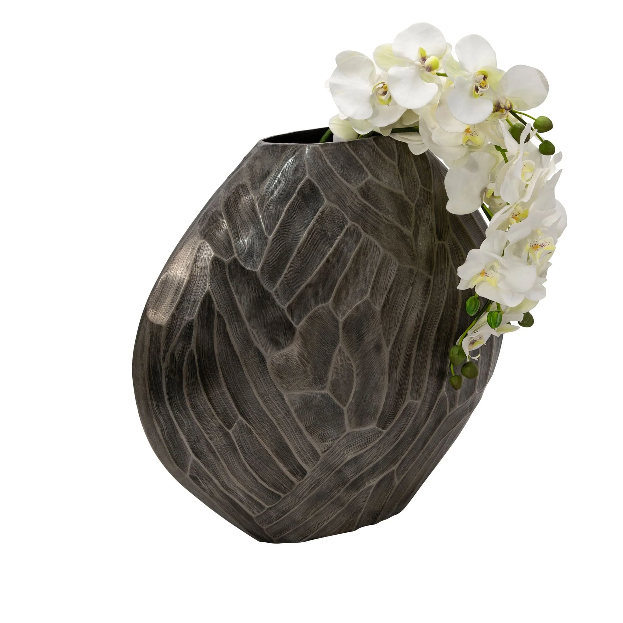 Aluminum 22" Hammered Vase, Silver - Image 4