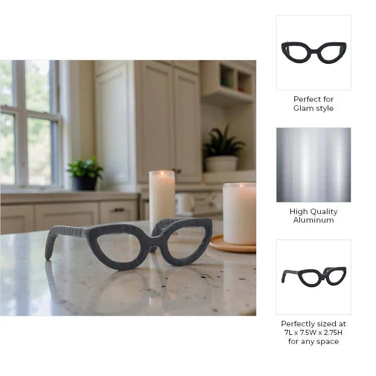 Aluminum Glasses Sculpture, Black - Image 3