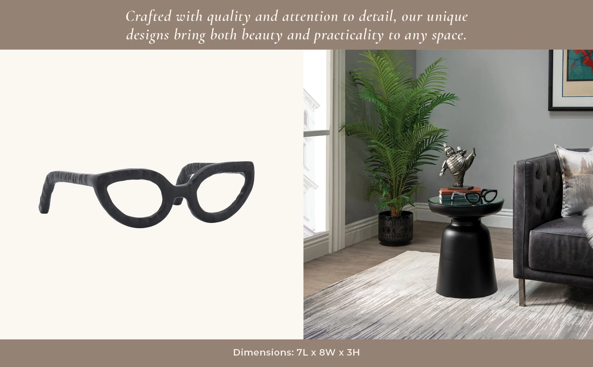 Aluminum Glasses Sculpture, Black - Image 5