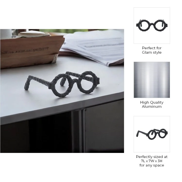 Aluminum Glasses Sculpture, Black - Image 3