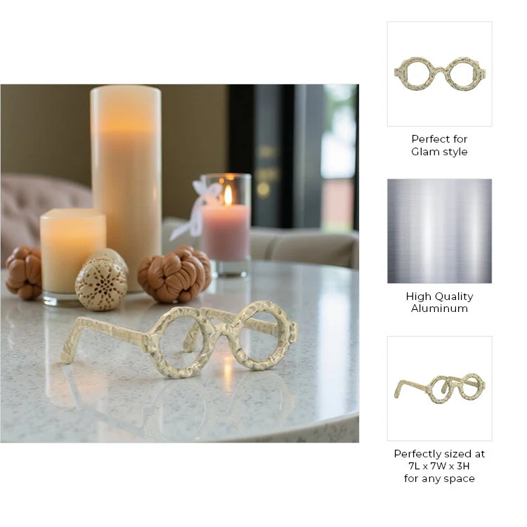 Aluminum Glasses Sculpture, Gold - Image 3