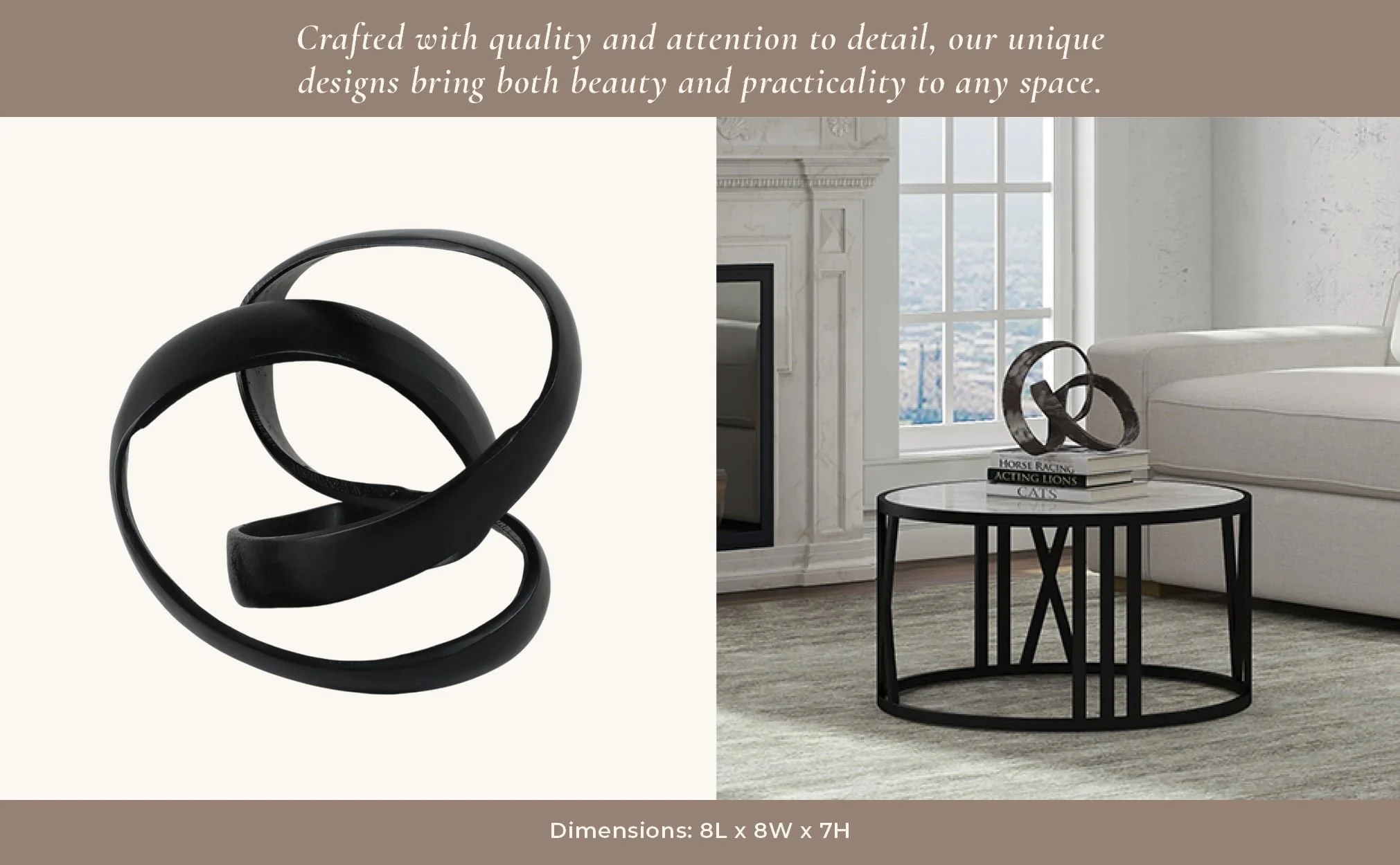 Aluminum Knot Sculpture, 7", Black - Image 13
