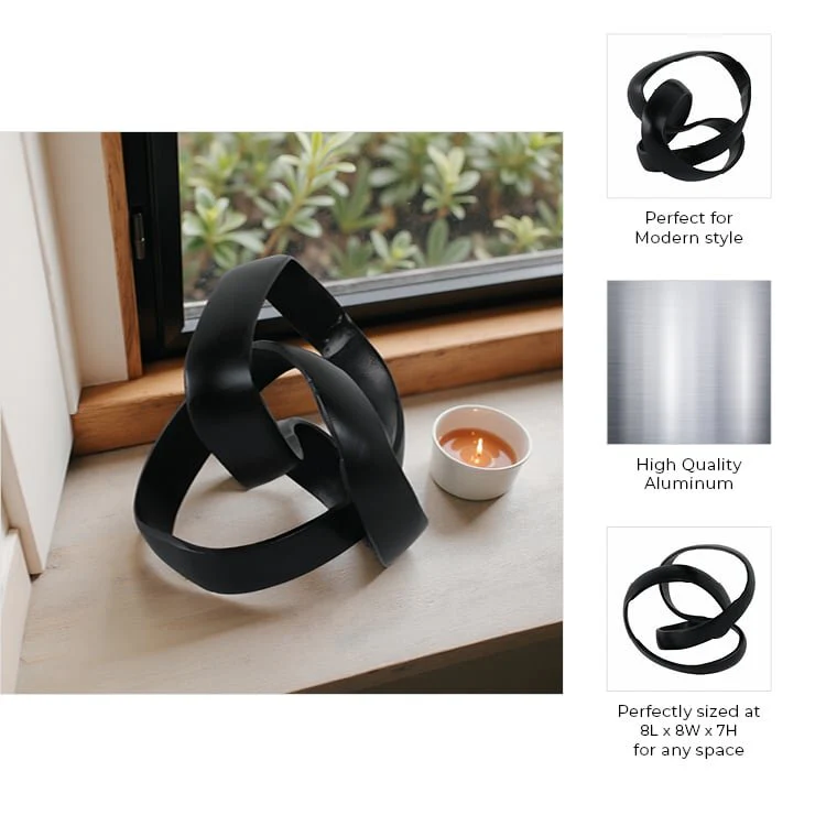 Aluminum Knot Sculpture, 7", Black - Image 9