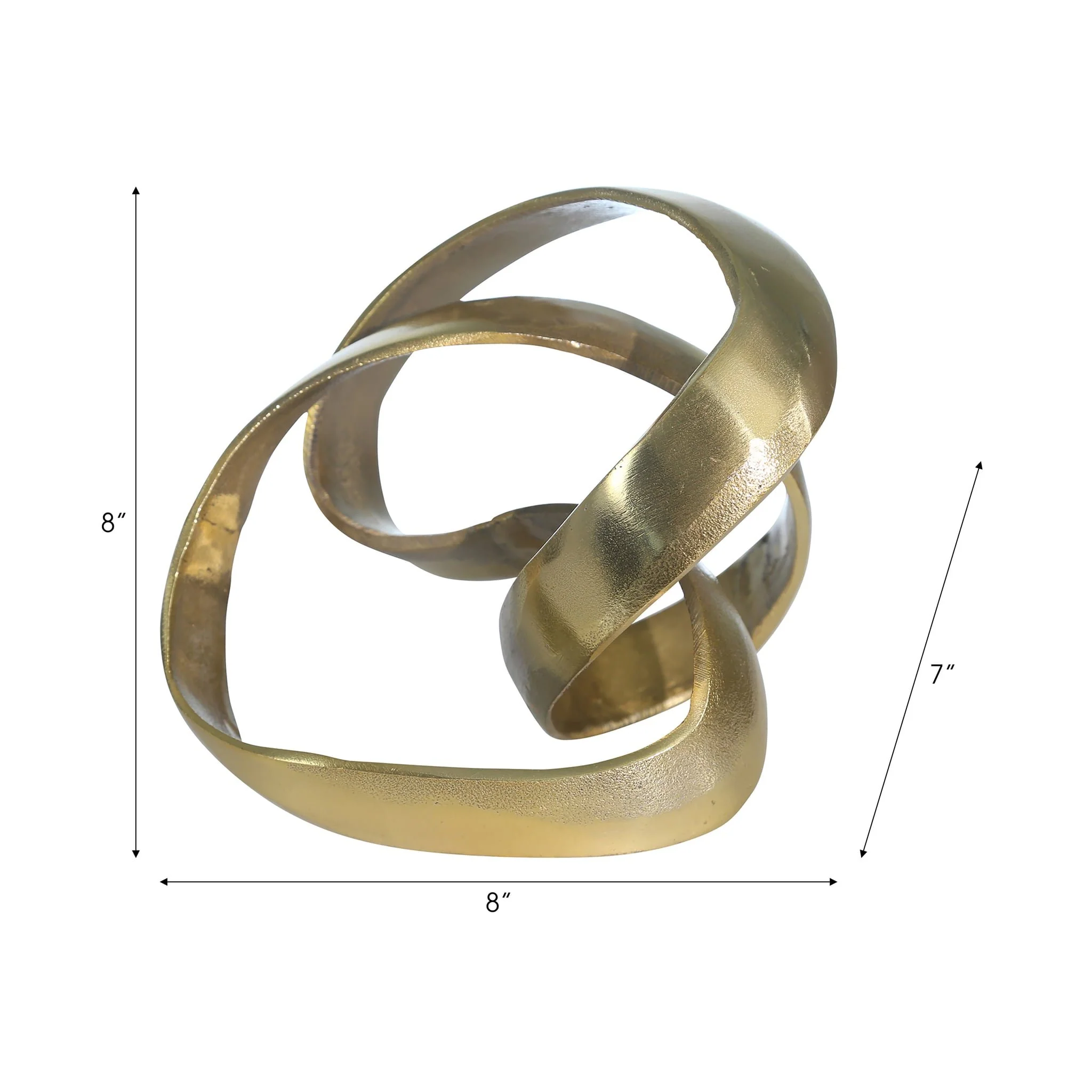Aluminum Knot Sculpture, 7", Gold - Image 4
