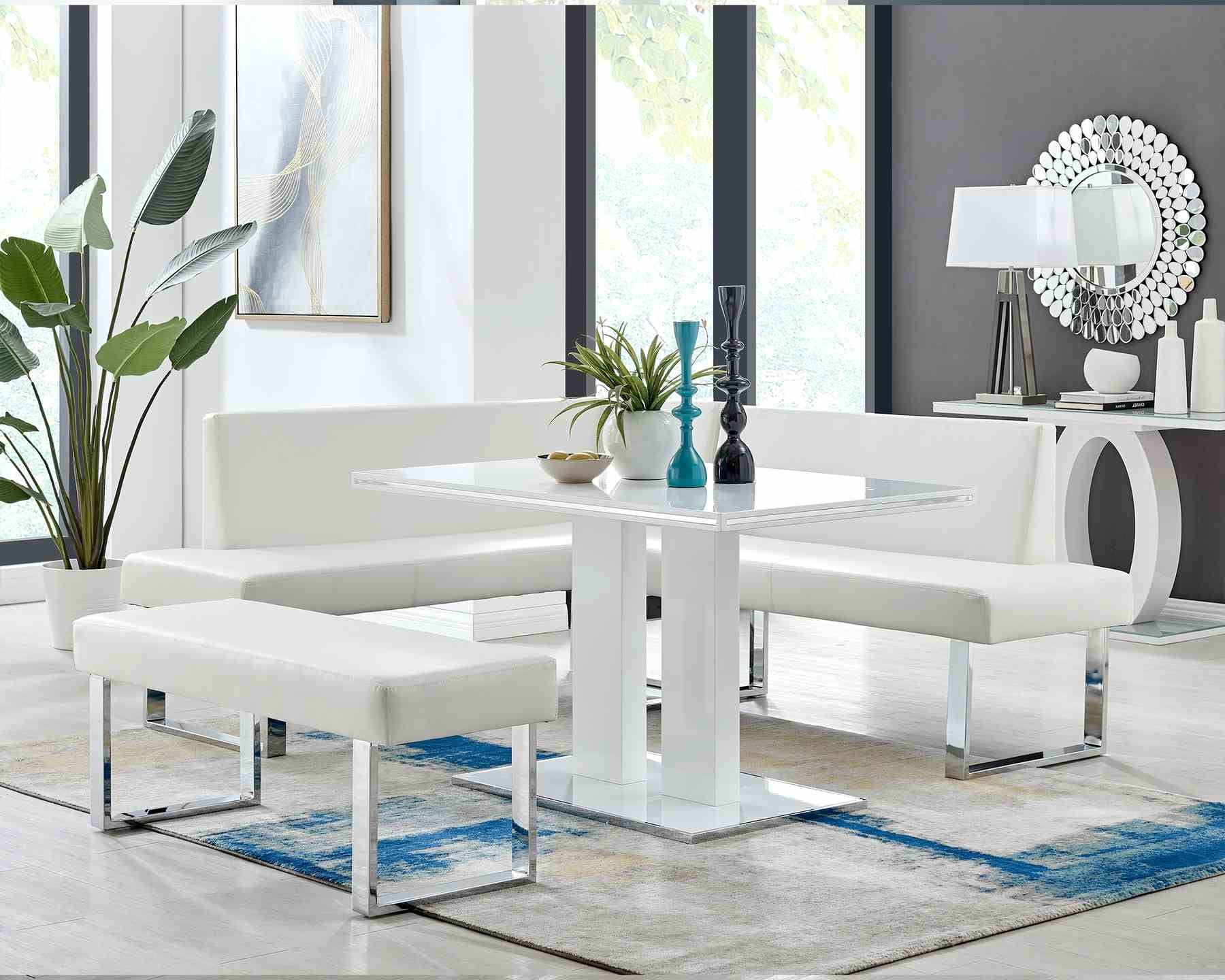 Amanda 3 Piece White Rectangular Dining Set - Image 8