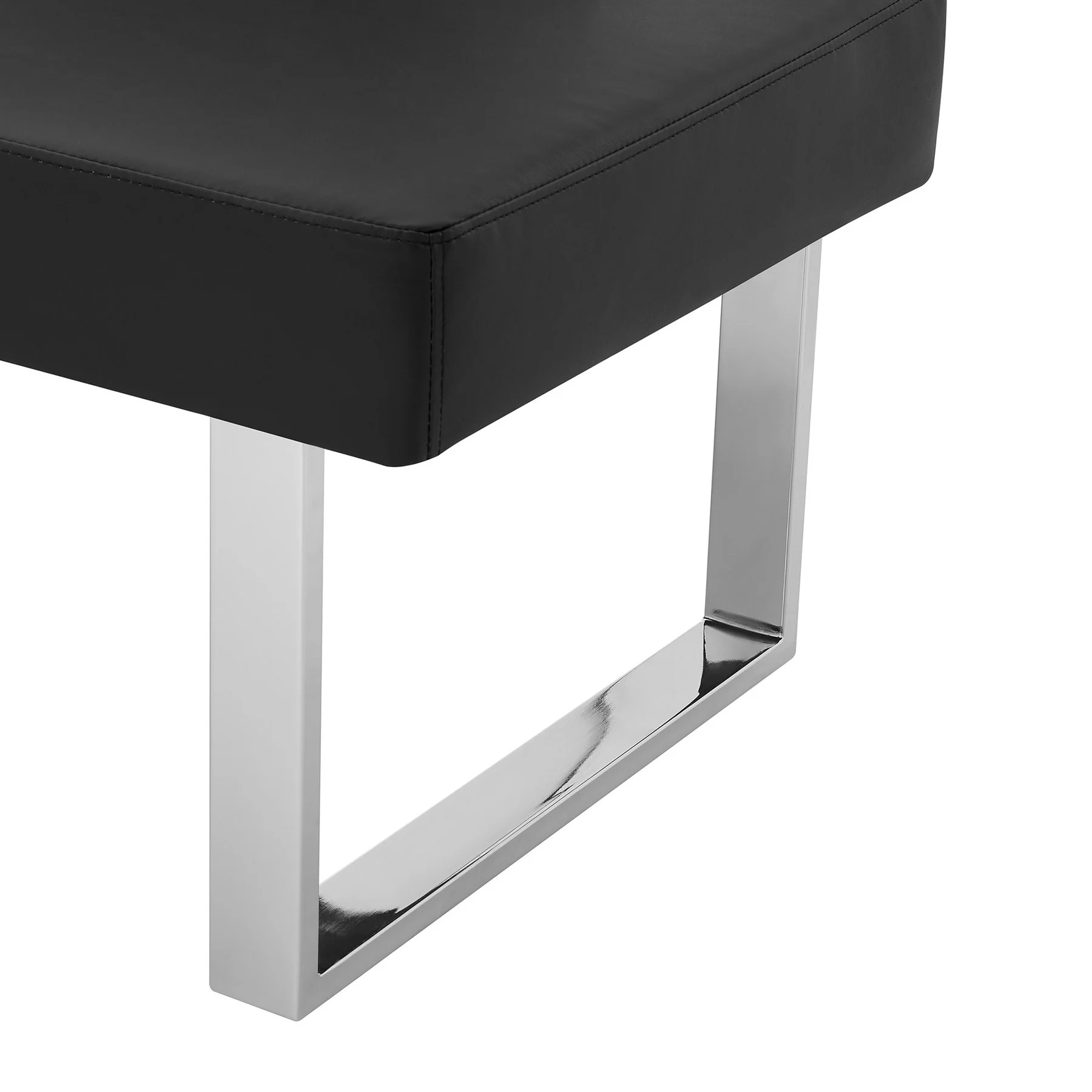 Amanda Contemporary Nook Corner Dining Bench in Black Faux Leather and Chrome Finish - Image 5