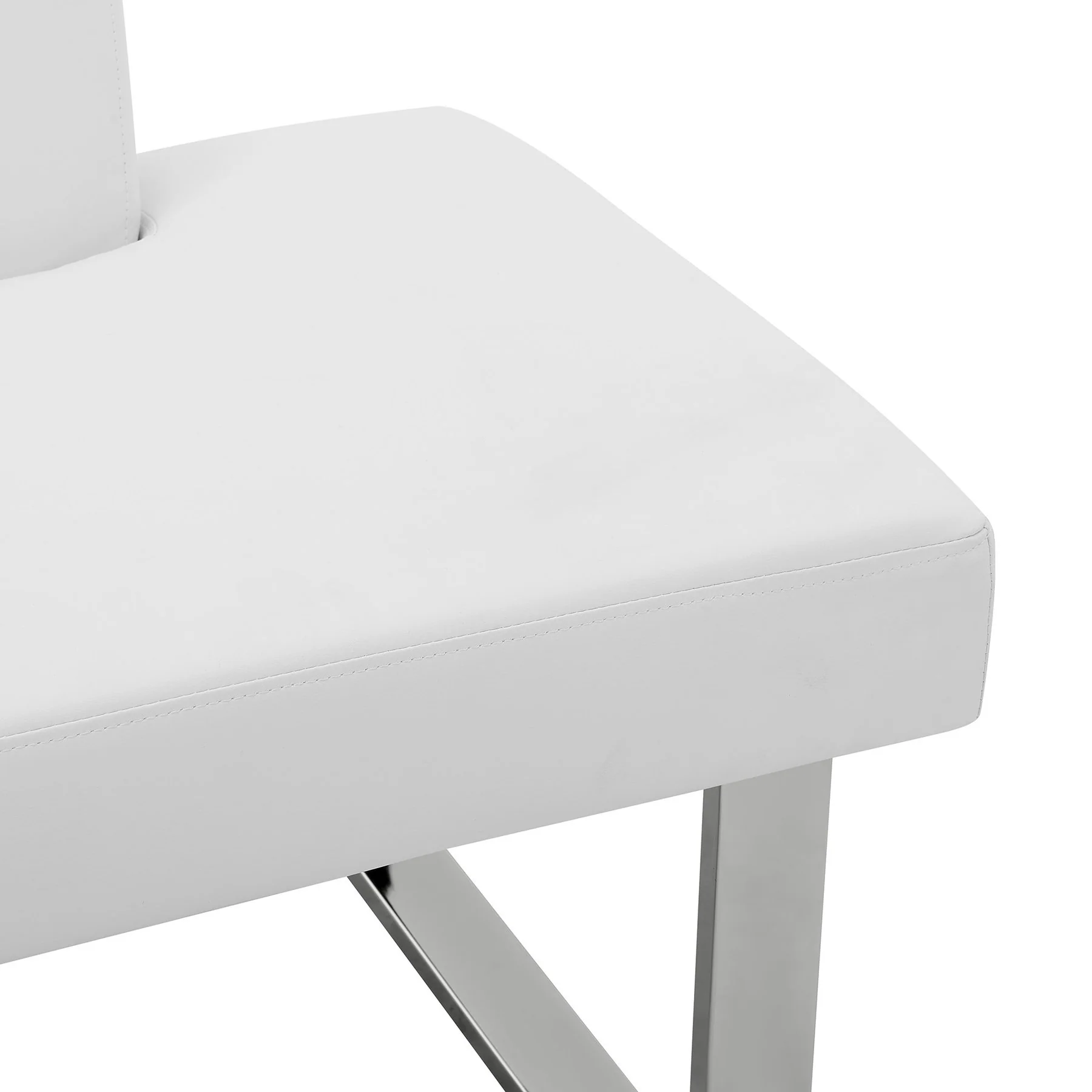 Amanda Contemporary Nook Corner Dining Bench in White Faux Leather and Chrome Finish - Image 5