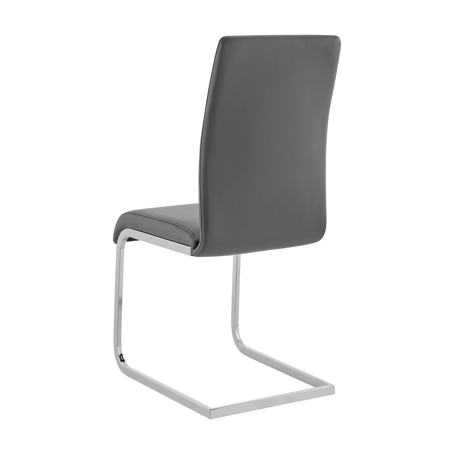 Amanda Contemporary Side Chair in Gray Faux Leather and Chrome Finish - Set of 2 - Image 4