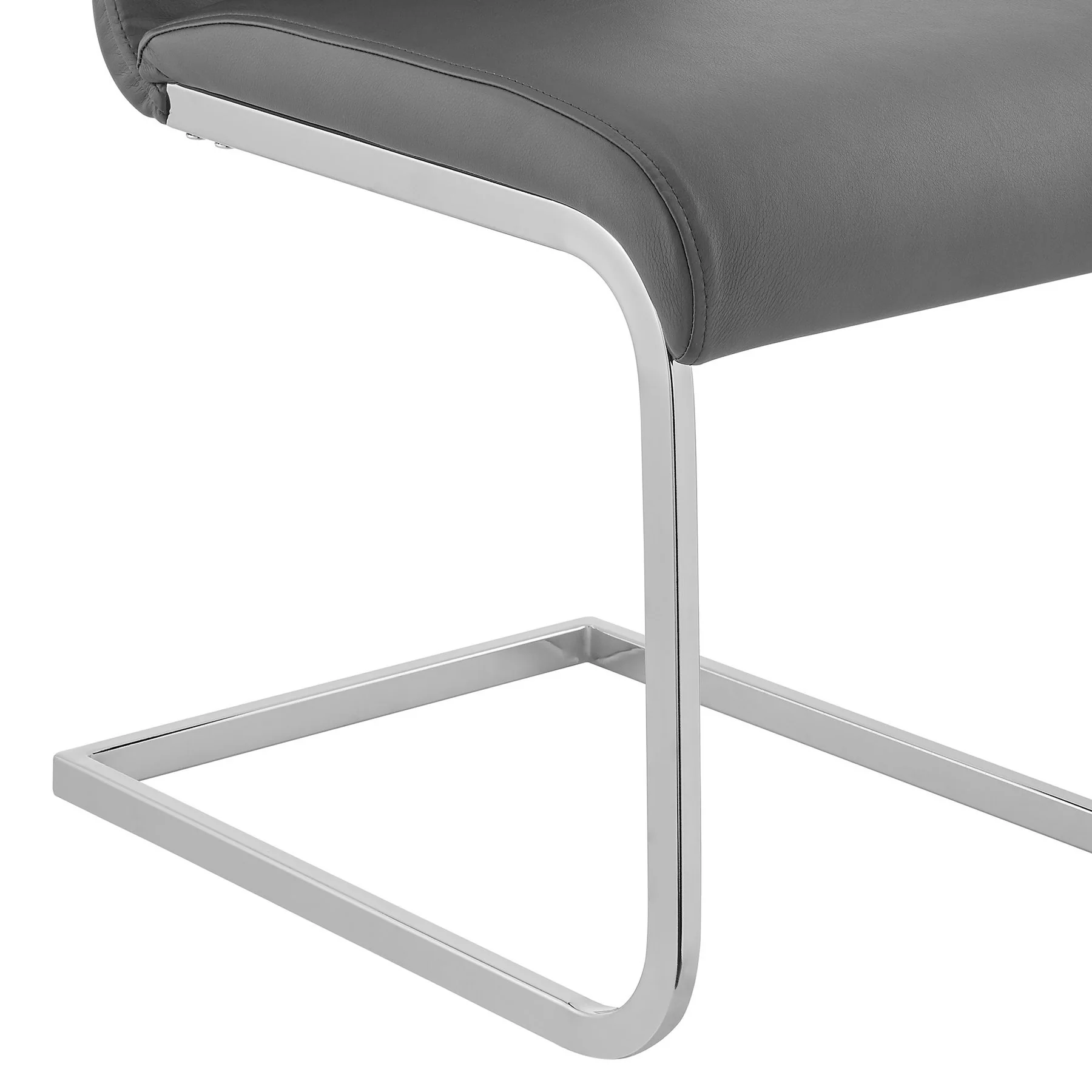 Amanda Contemporary Side Chair in Gray Faux Leather and Chrome Finish - Set of 2 - Image 7