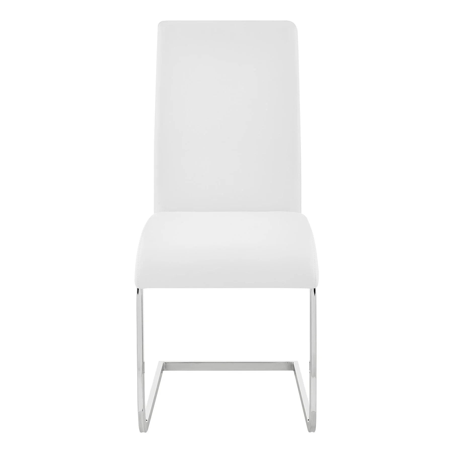 Amanda Contemporary Side Chair in White Faux Leather and Chrome Finish - Set of 2 - Image 3
