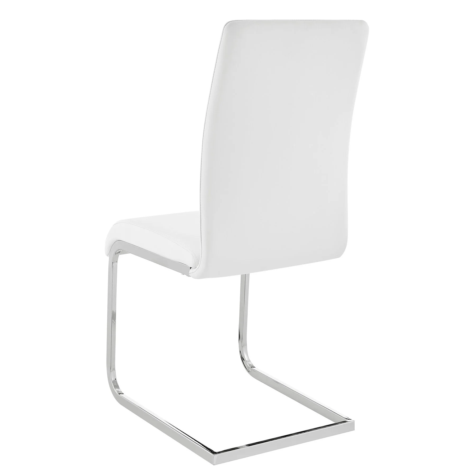 Amanda Contemporary Side Chair in White Faux Leather and Chrome Finish - Set of 2 - Image 5