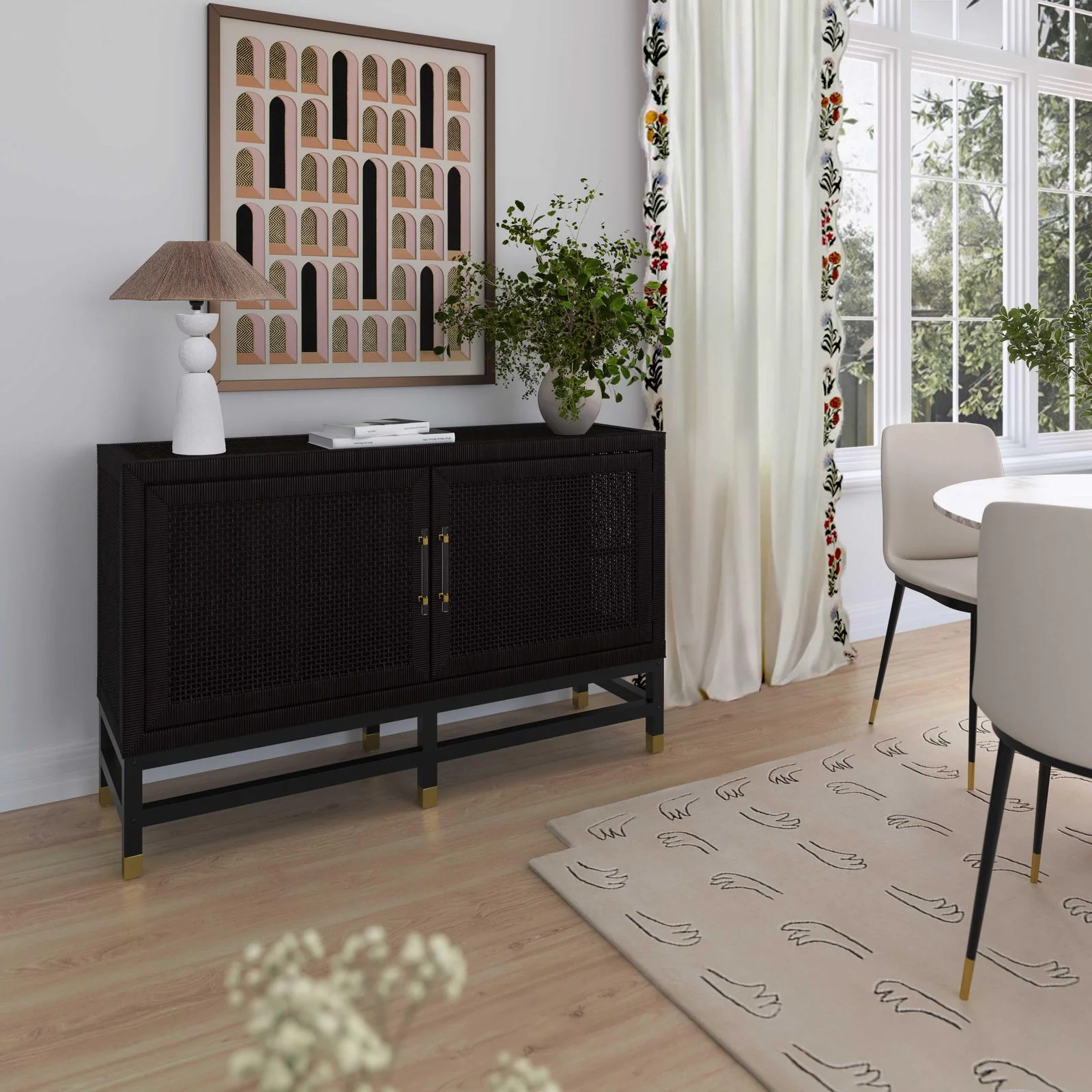Amara Charcoal Woven Rattan Buffet - Image 2