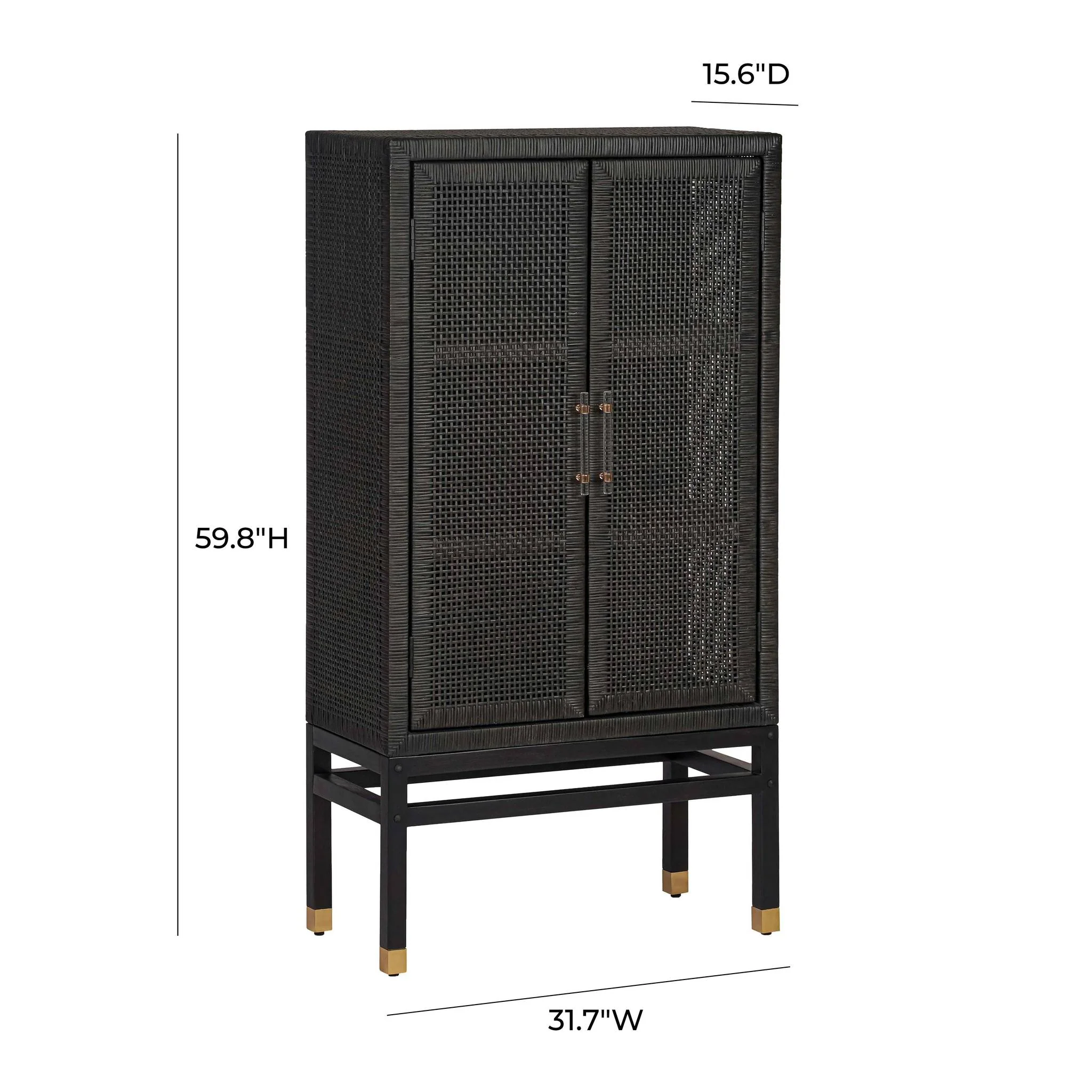 Amara Charcoal Woven Rattan Cabinet - Image 6
