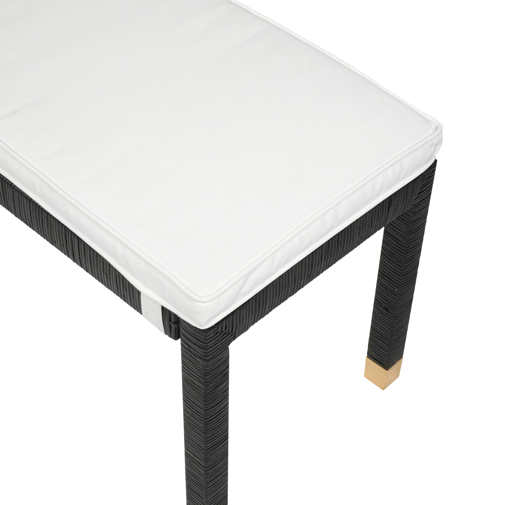 Amara Charcoal Woven Rattan Performance Fabric Bench - Image 4