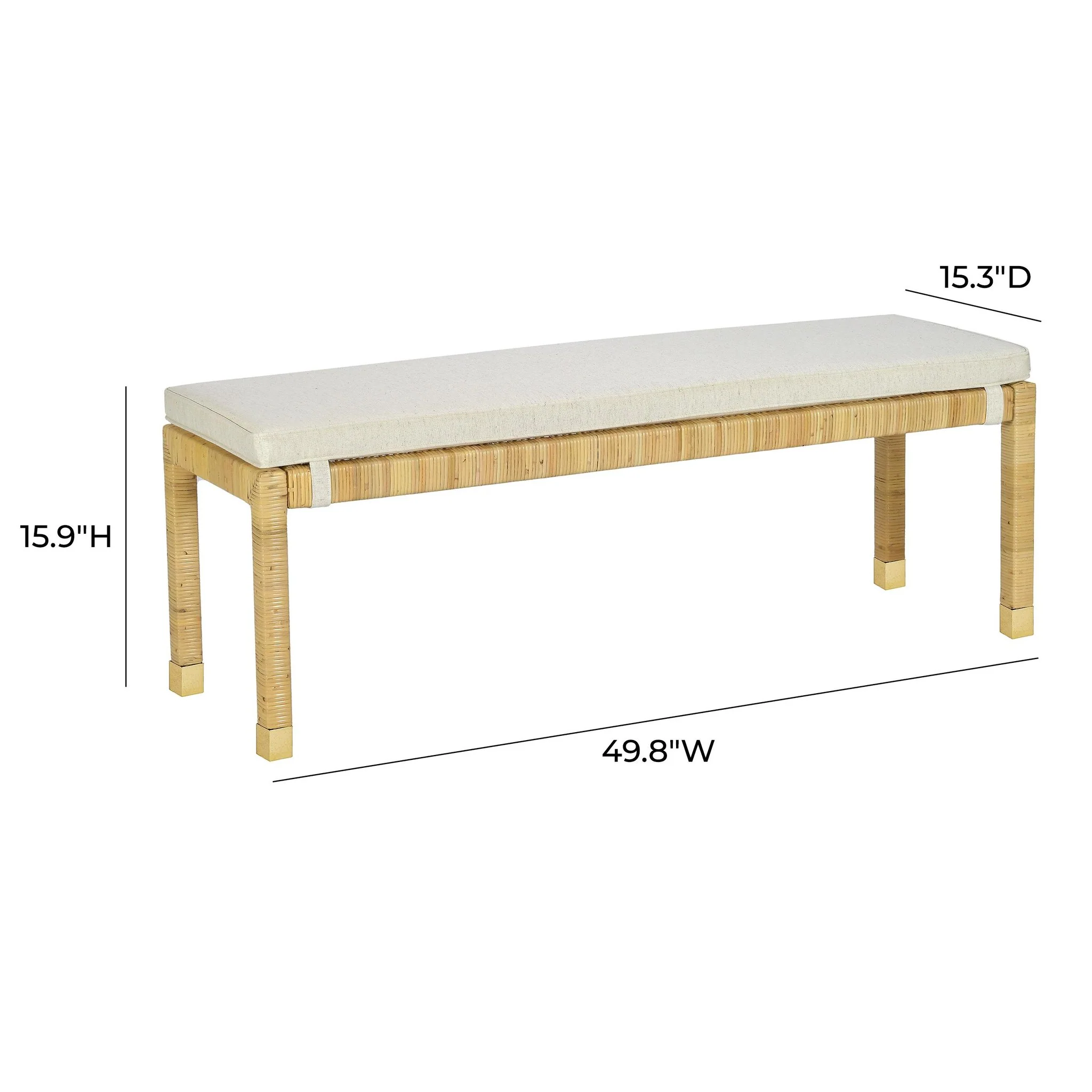 Amara Cream Linen Bench - Image 8