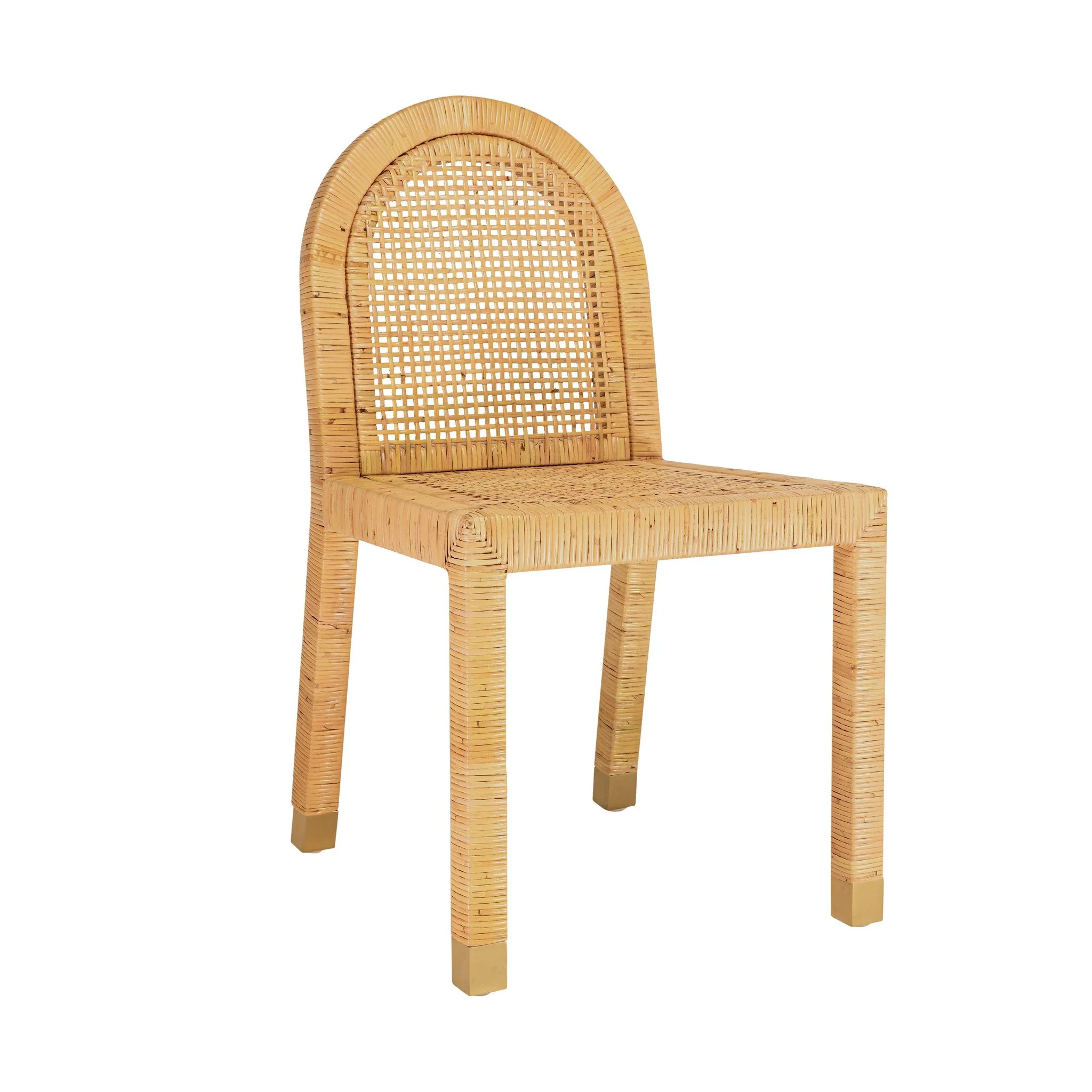 Amara Natural Rattan and Performance Fabric Arched Back Dining Chair - Image 4