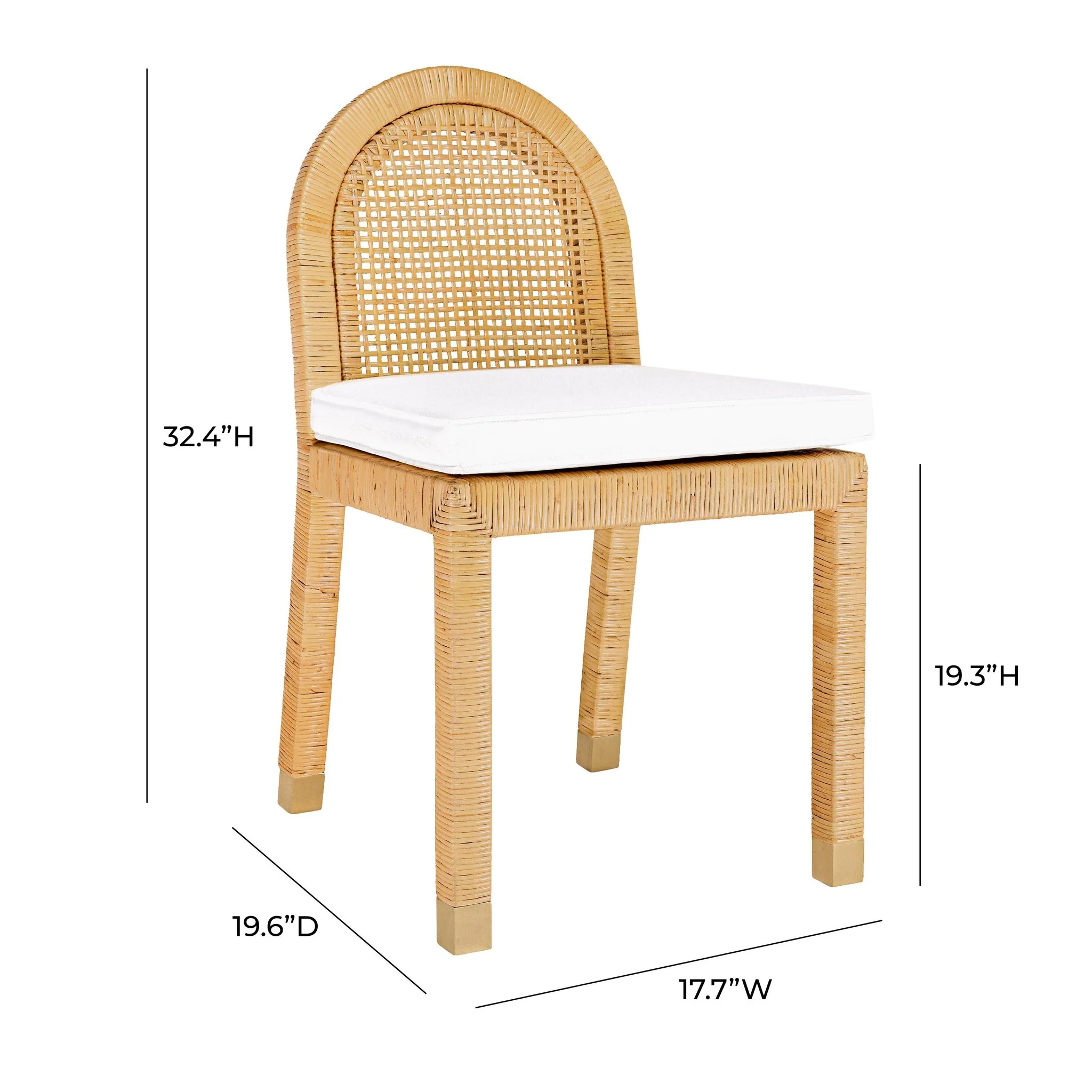 Amara Natural Rattan and Performance Fabric Arched Back Dining Chair - Image 8
