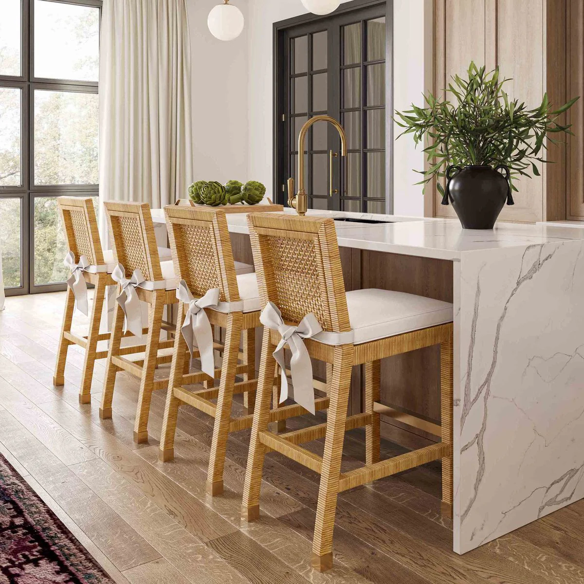 Amara Rattan Performance Fabric Counter Stool - Image 2