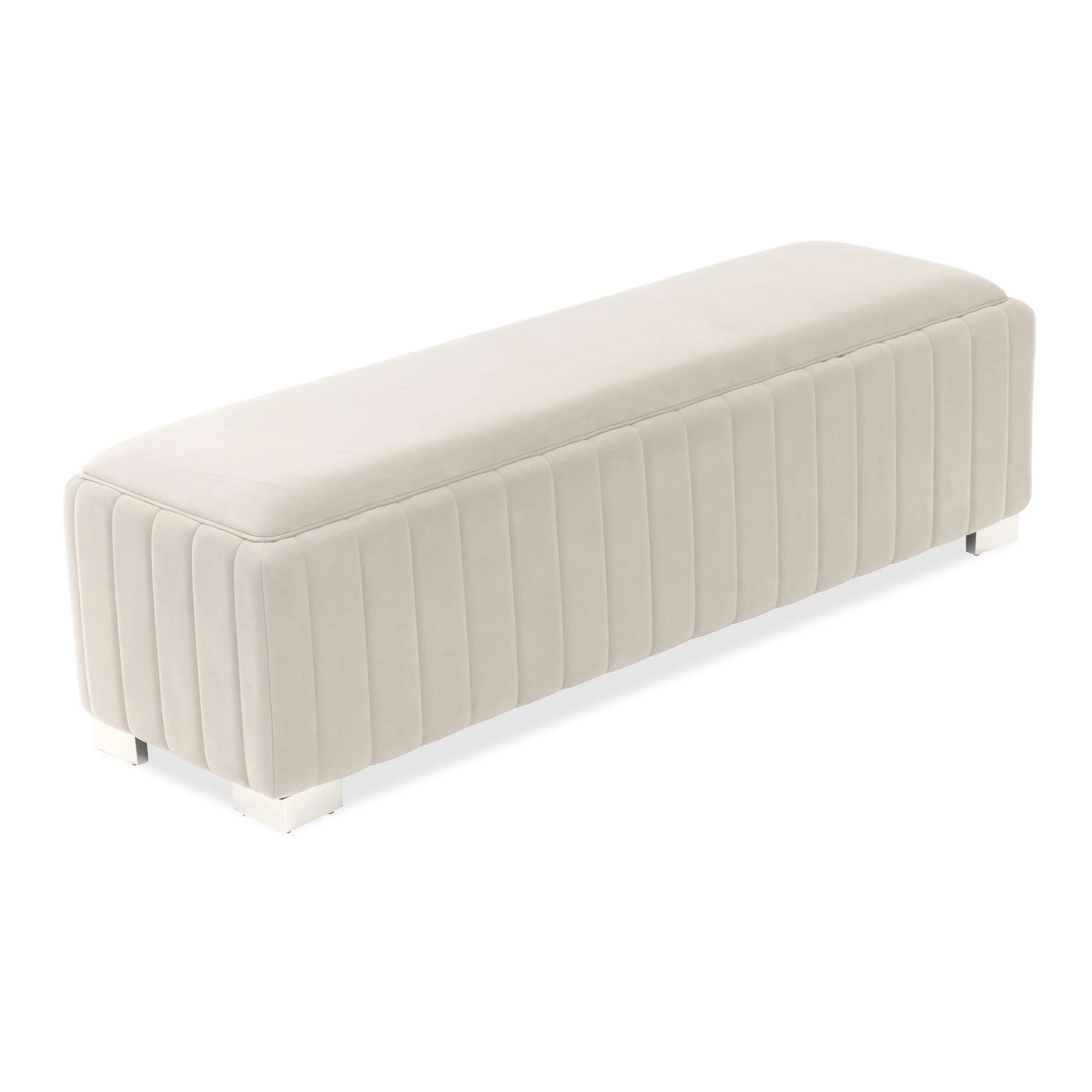 Amaryllis Velvet Accent Bench - Taupe/Chrome - Image 2