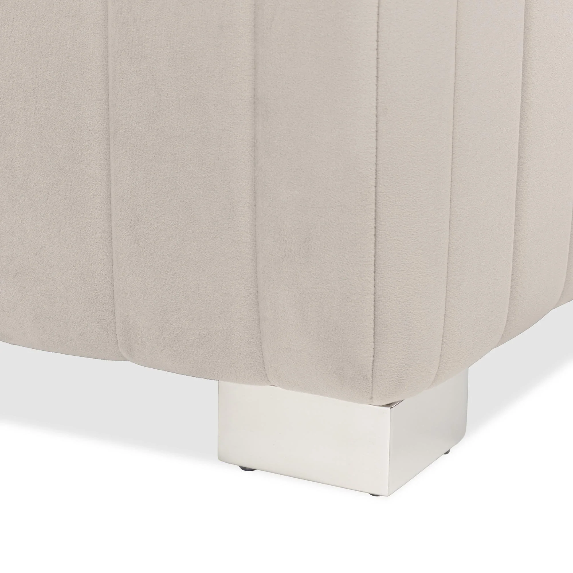 Amaryllis Velvet Accent Bench - Taupe/Chrome - Image 5