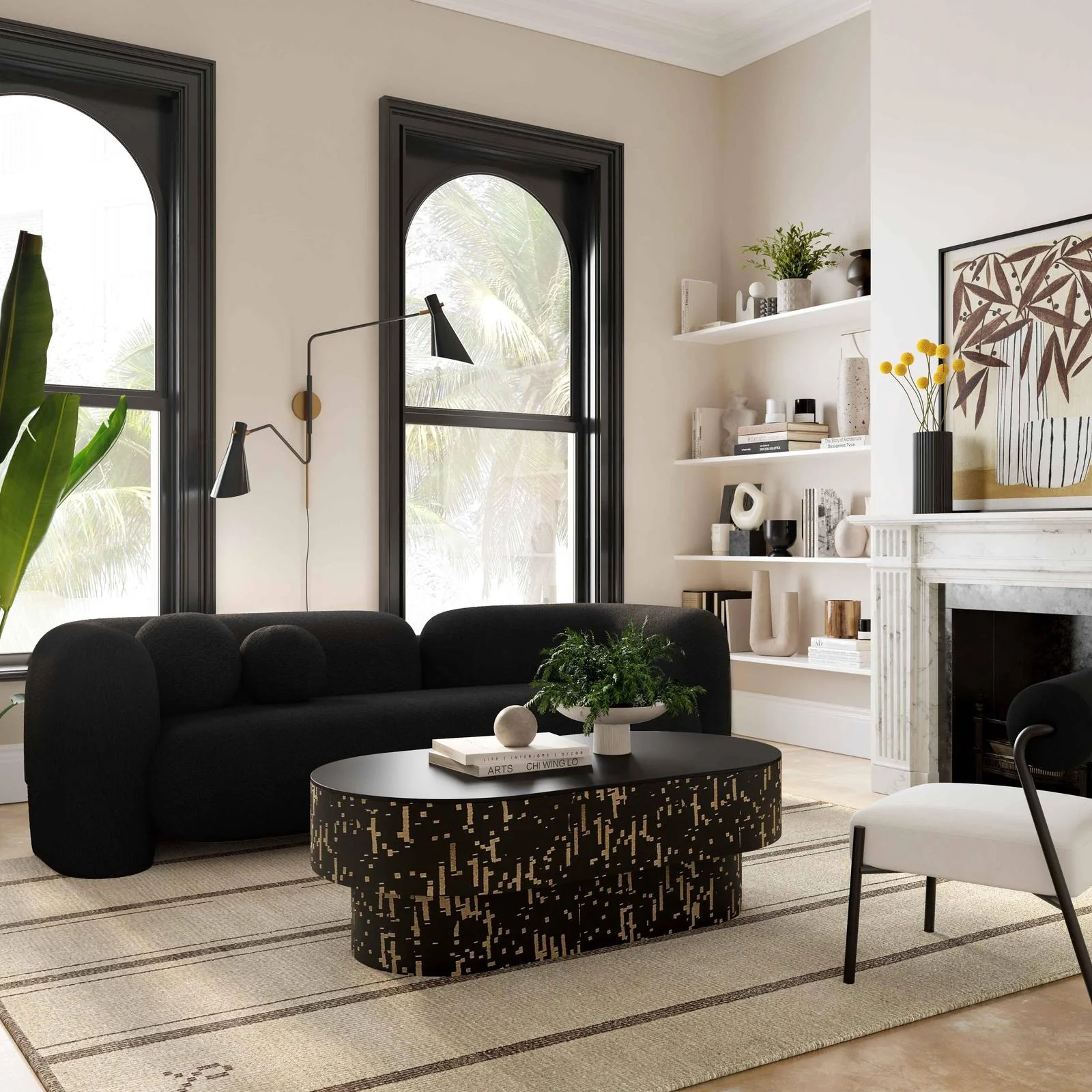 Amelie Black Faux Fur Sofa - Image 2