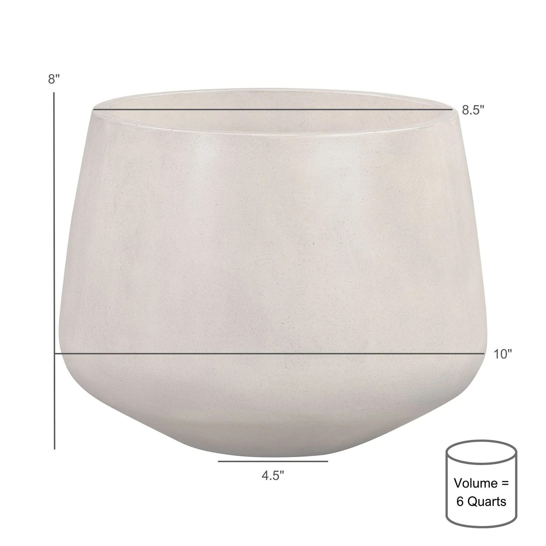 Amethyst Medium Round Lightweight Concrete Indoor or Outdoor Planter in Gray - Image 6