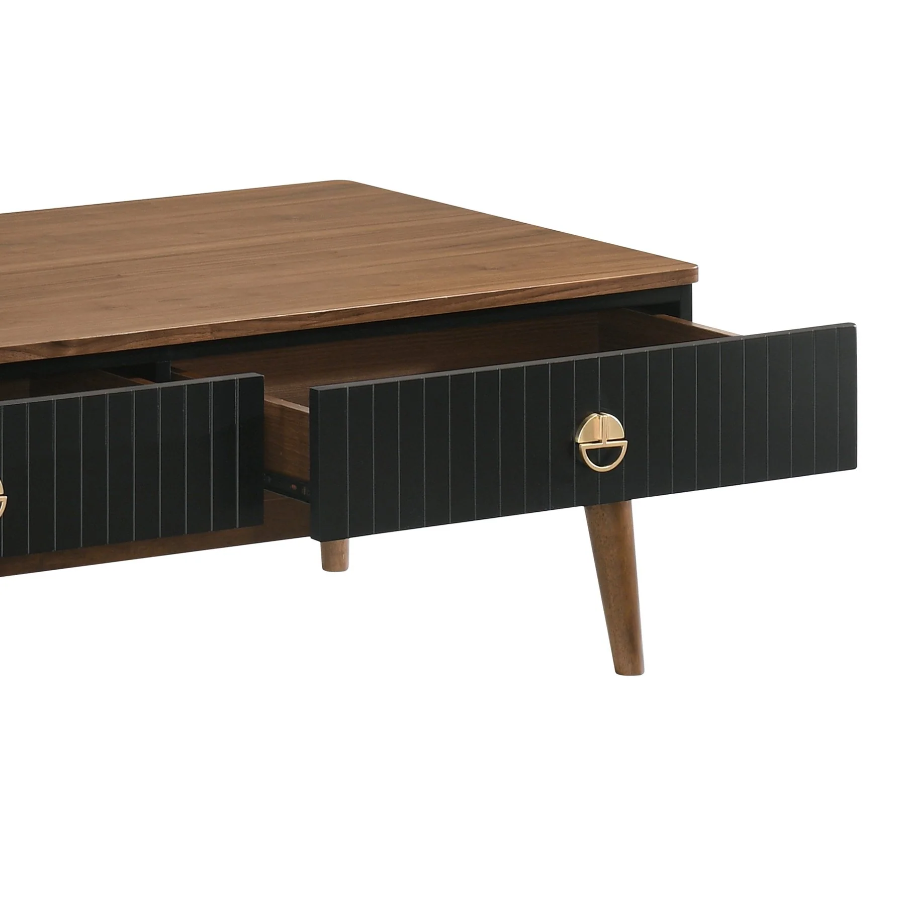 Amigo Black Veneer and Walnut Wood Coffee Table - Image 5