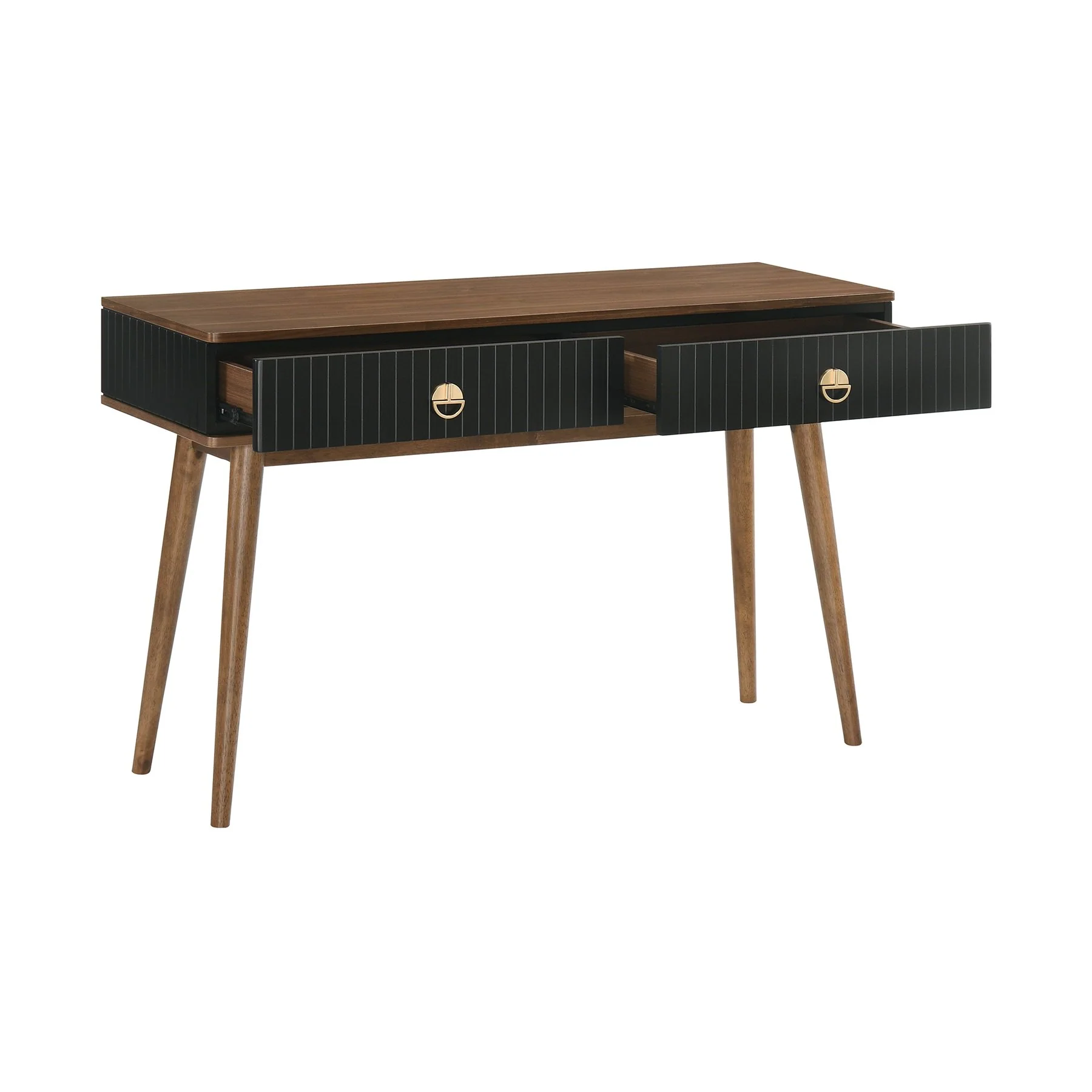 Amigo Black Veneer and Walnut Wood Console Table - Image 3