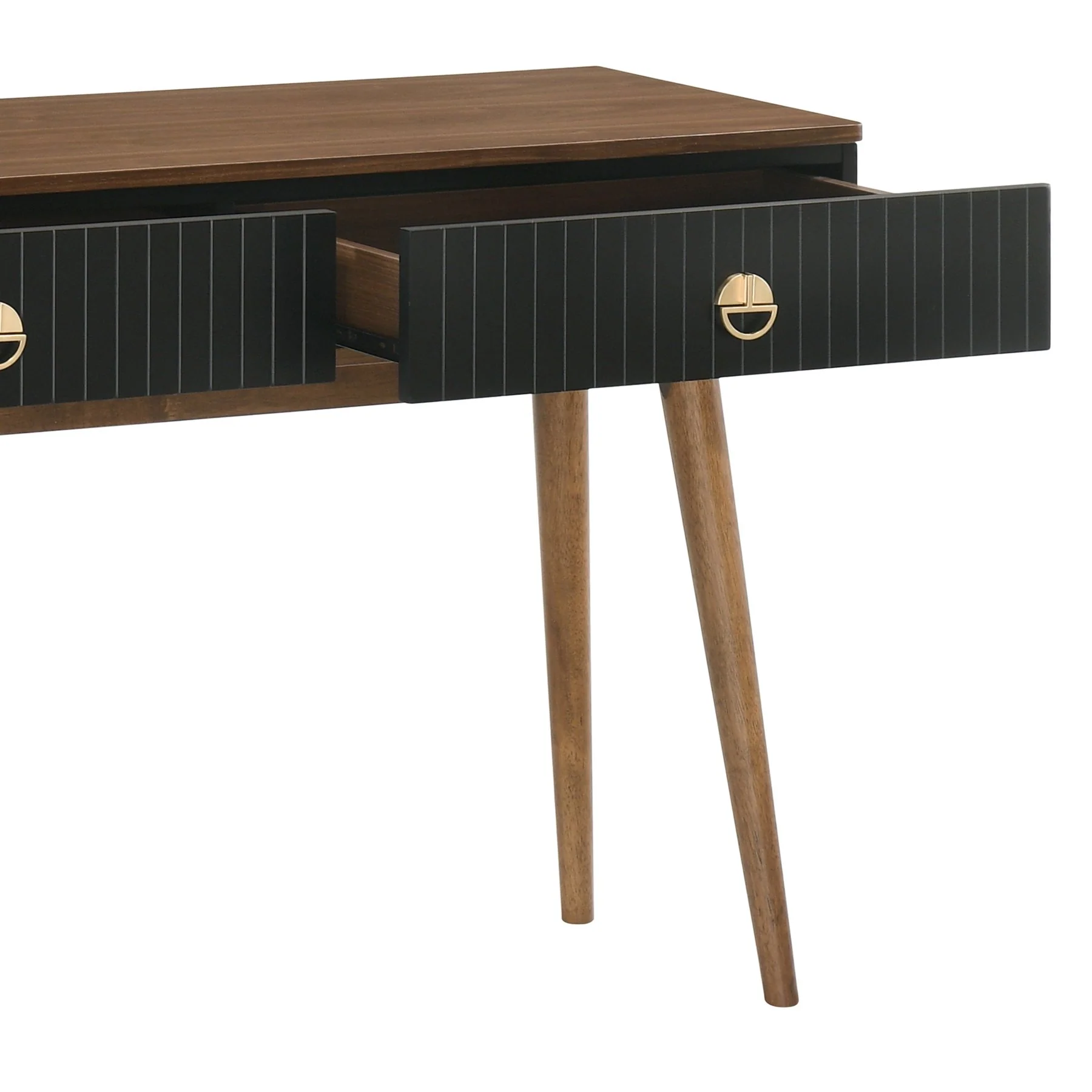 Amigo Black Veneer and Walnut Wood Console Table - Image 5