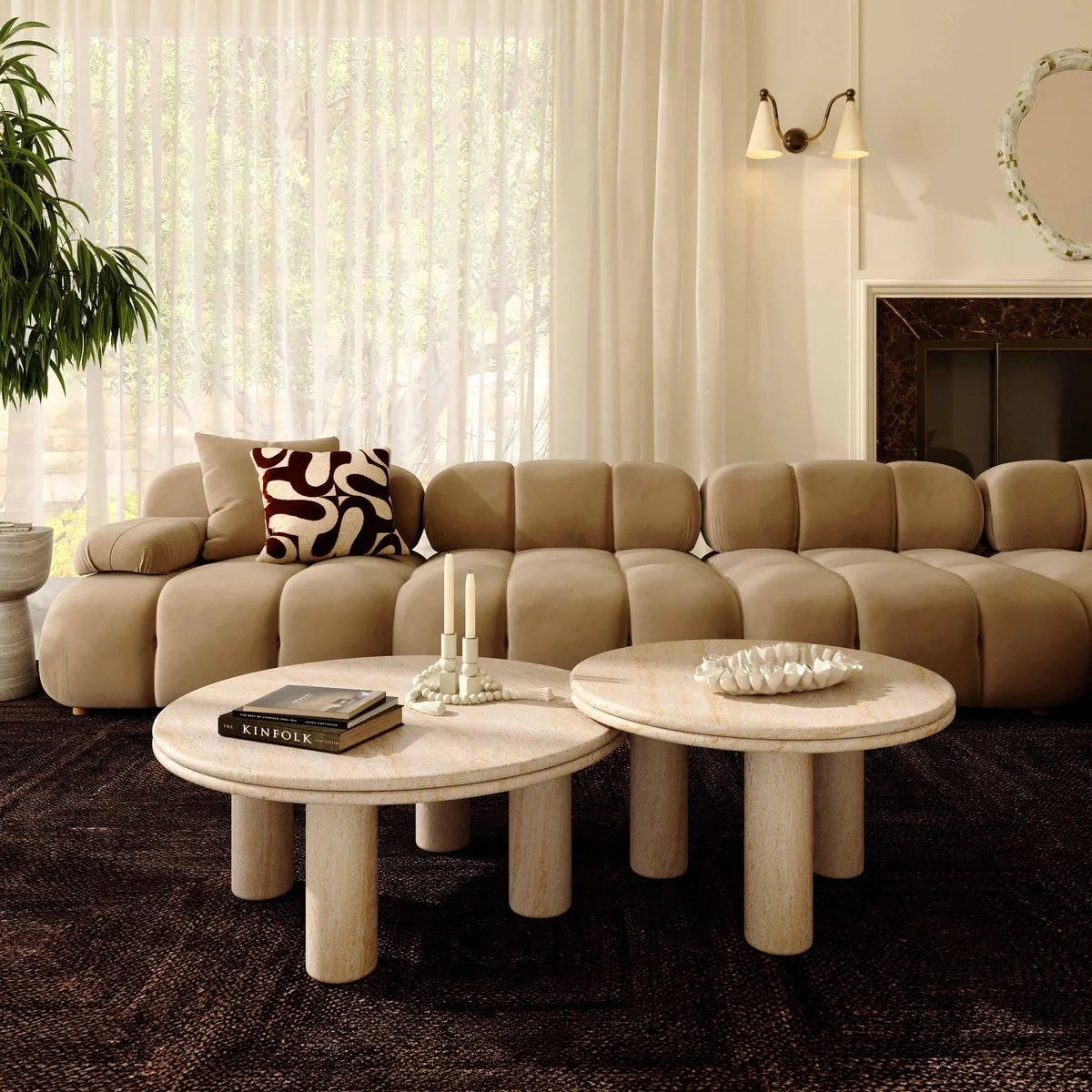Amora Faux Travertine Indoor/Outdoor Nesting Accent Tables - Image 2