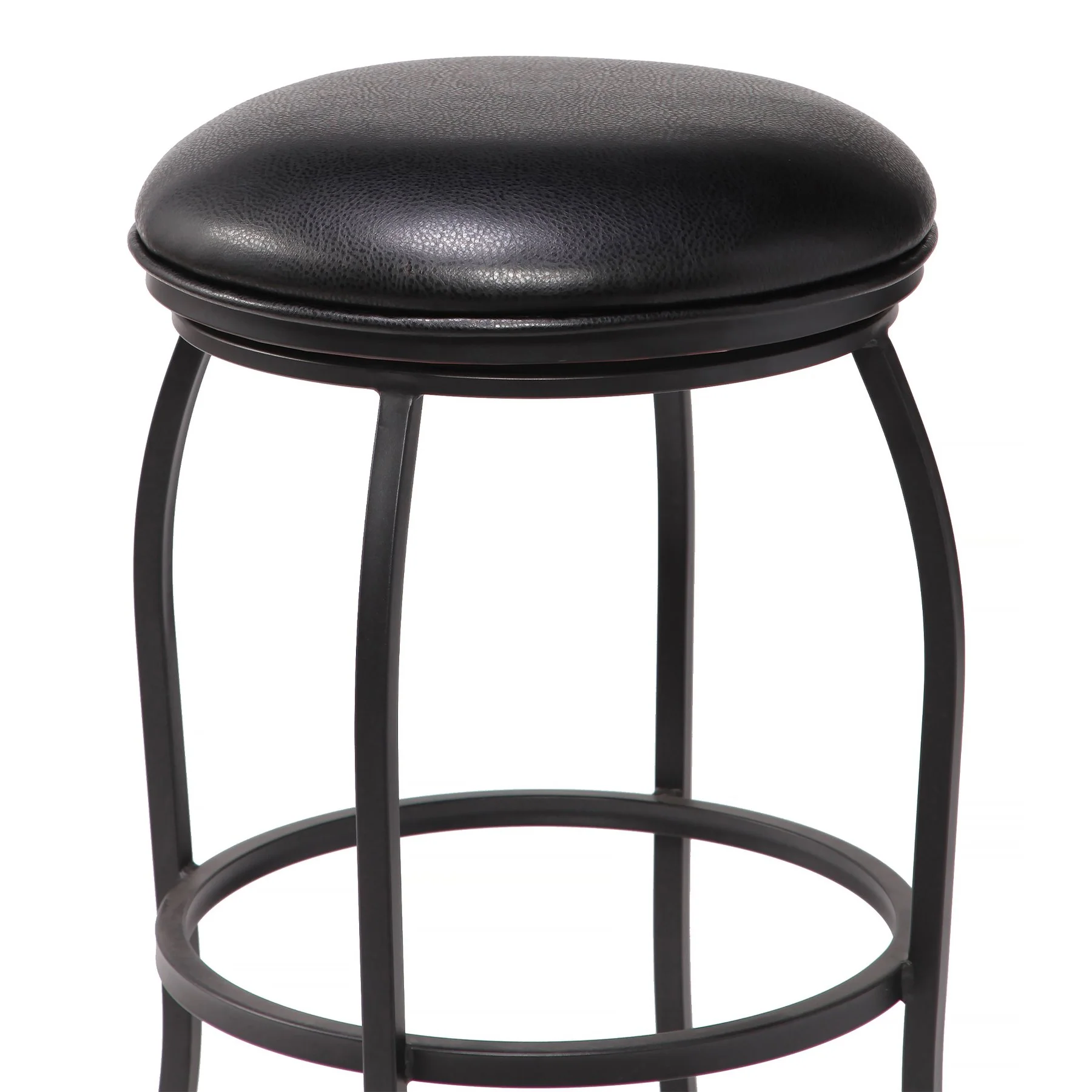 Amy Contemporary 30" Bar Height Barstool in Matte Black Finish and Black Faux Leather - Image 2