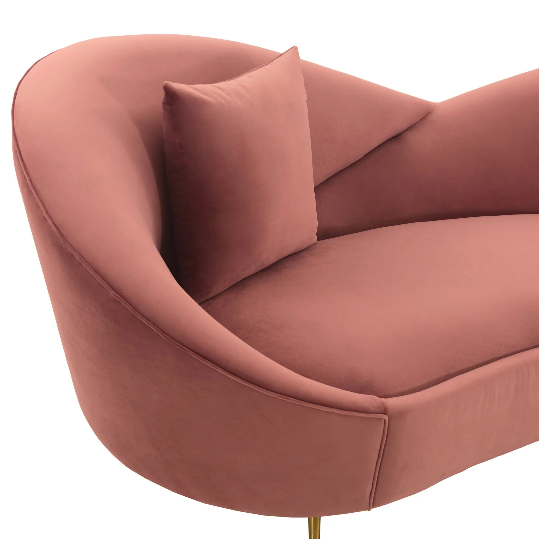 Anabella Blush Fabric Upholstered Sofa with Brushed Gold Legs - Image 4