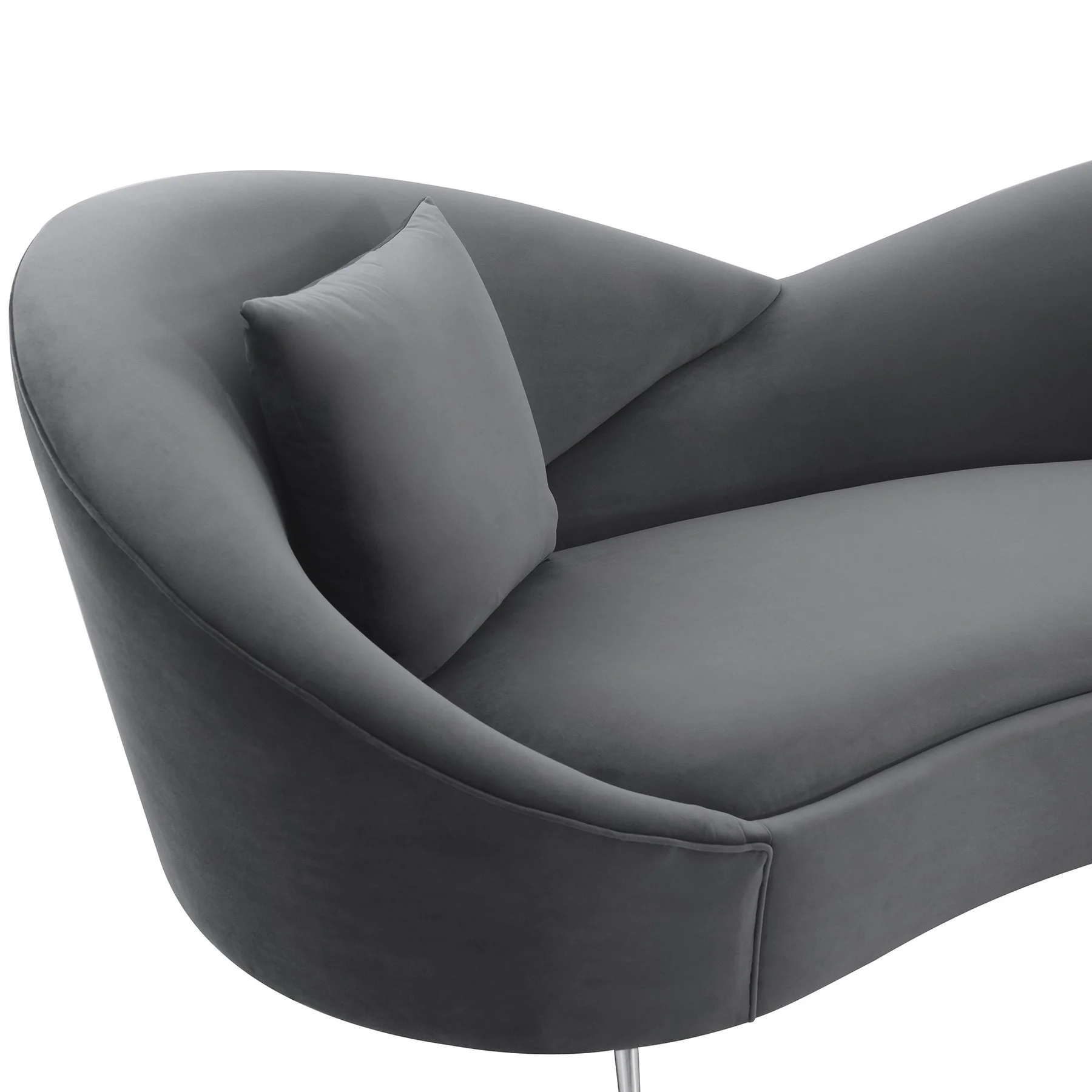Anabella Gray Fabric Upholstered Sofa with Silver Legs - Image 4