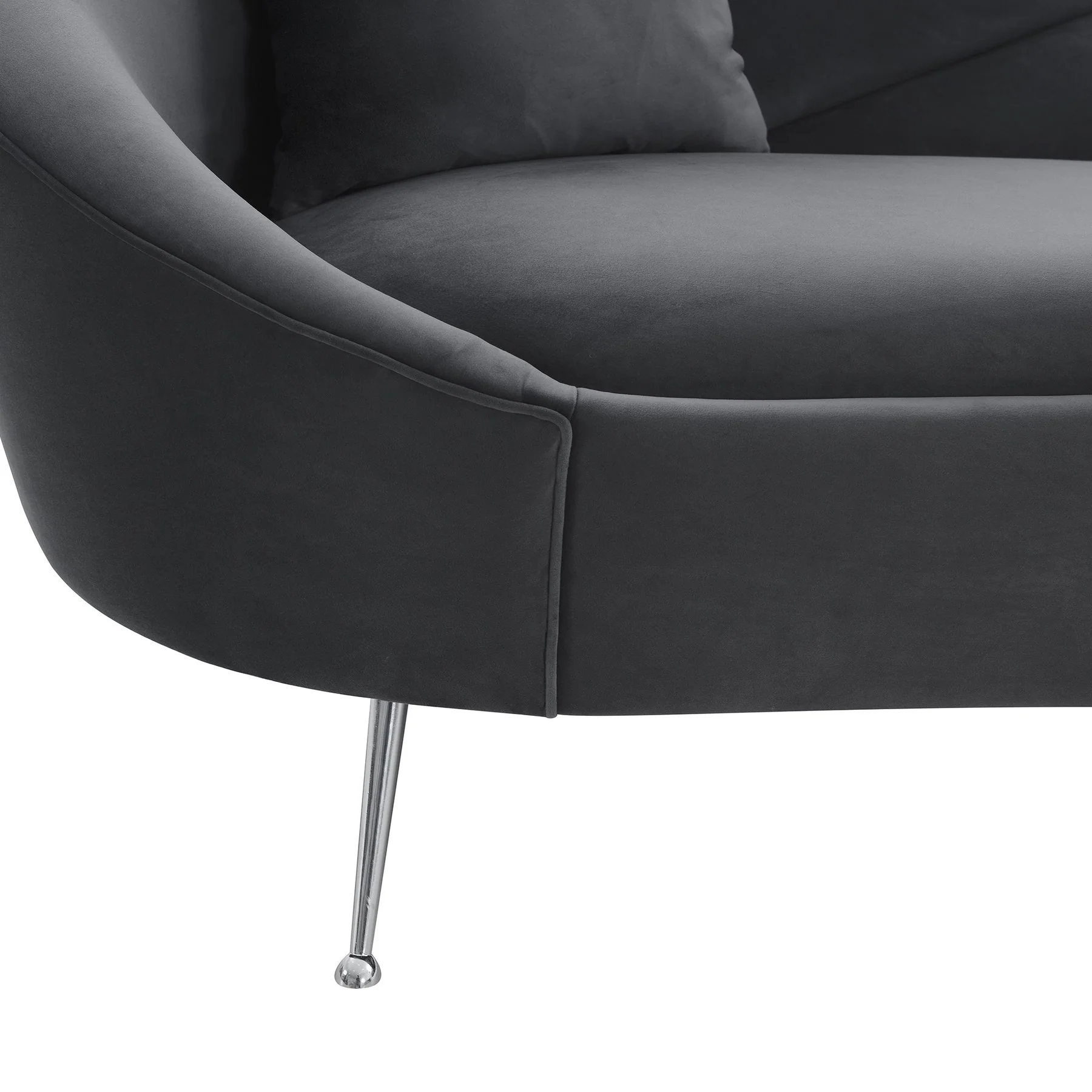 Anabella Gray Fabric Upholstered Sofa with Silver Legs - Image 5
