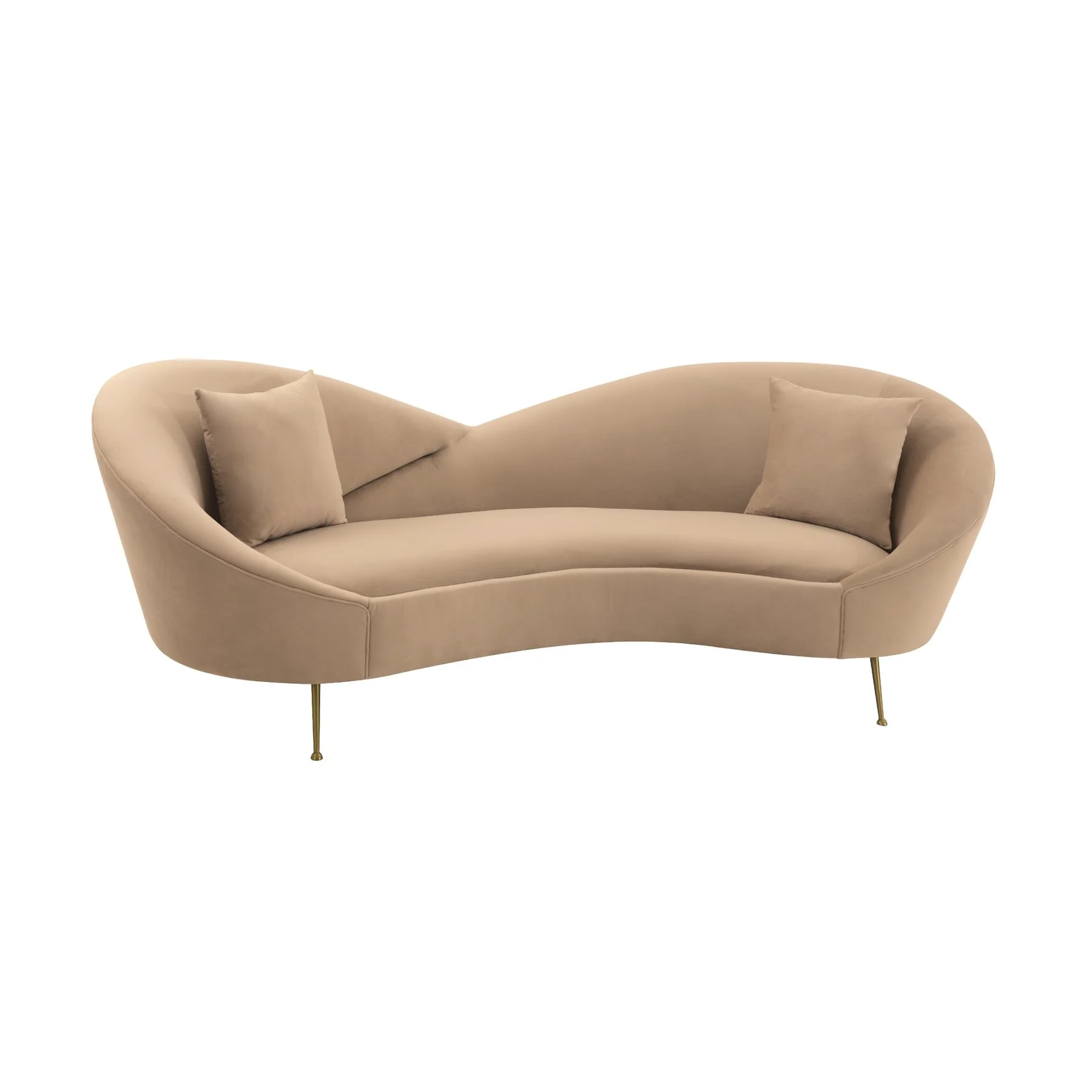 Anabella Natural Fabric Upholstered Sofa with Brushed Gold Legs - Image 2