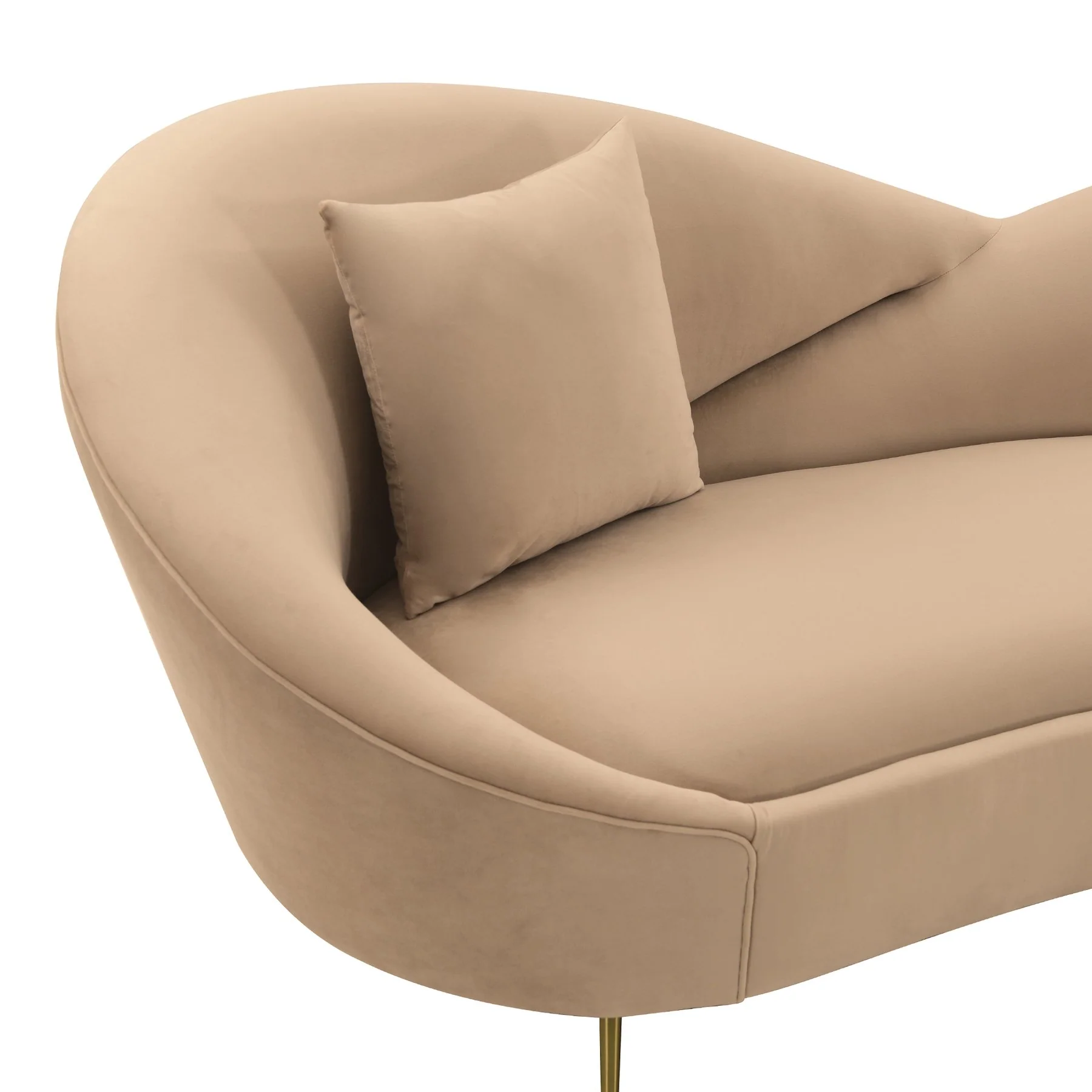 Anabella Natural Fabric Upholstered Sofa with Brushed Gold Legs - Image 4