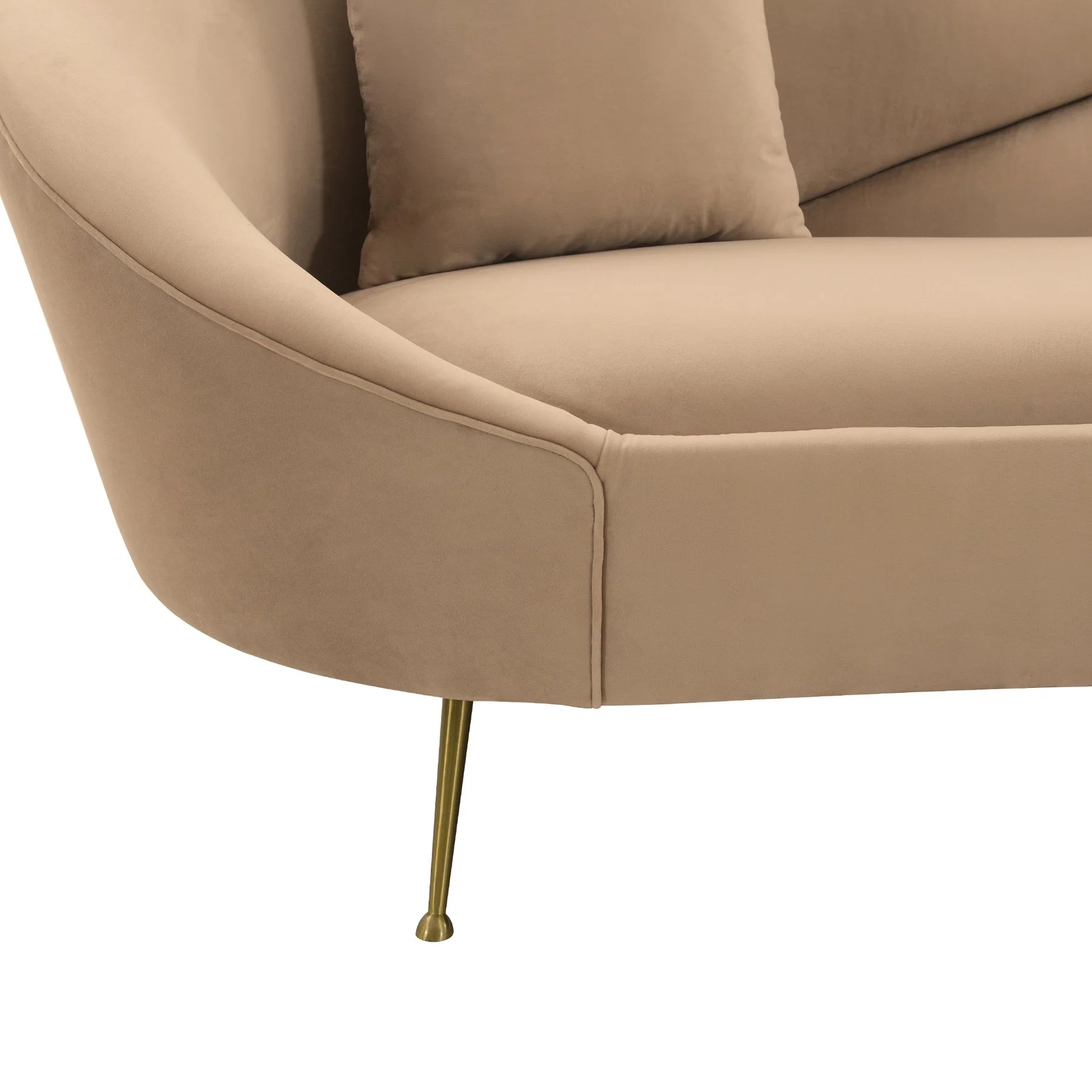 Anabella Natural Fabric Upholstered Sofa with Brushed Gold Legs - Image 5