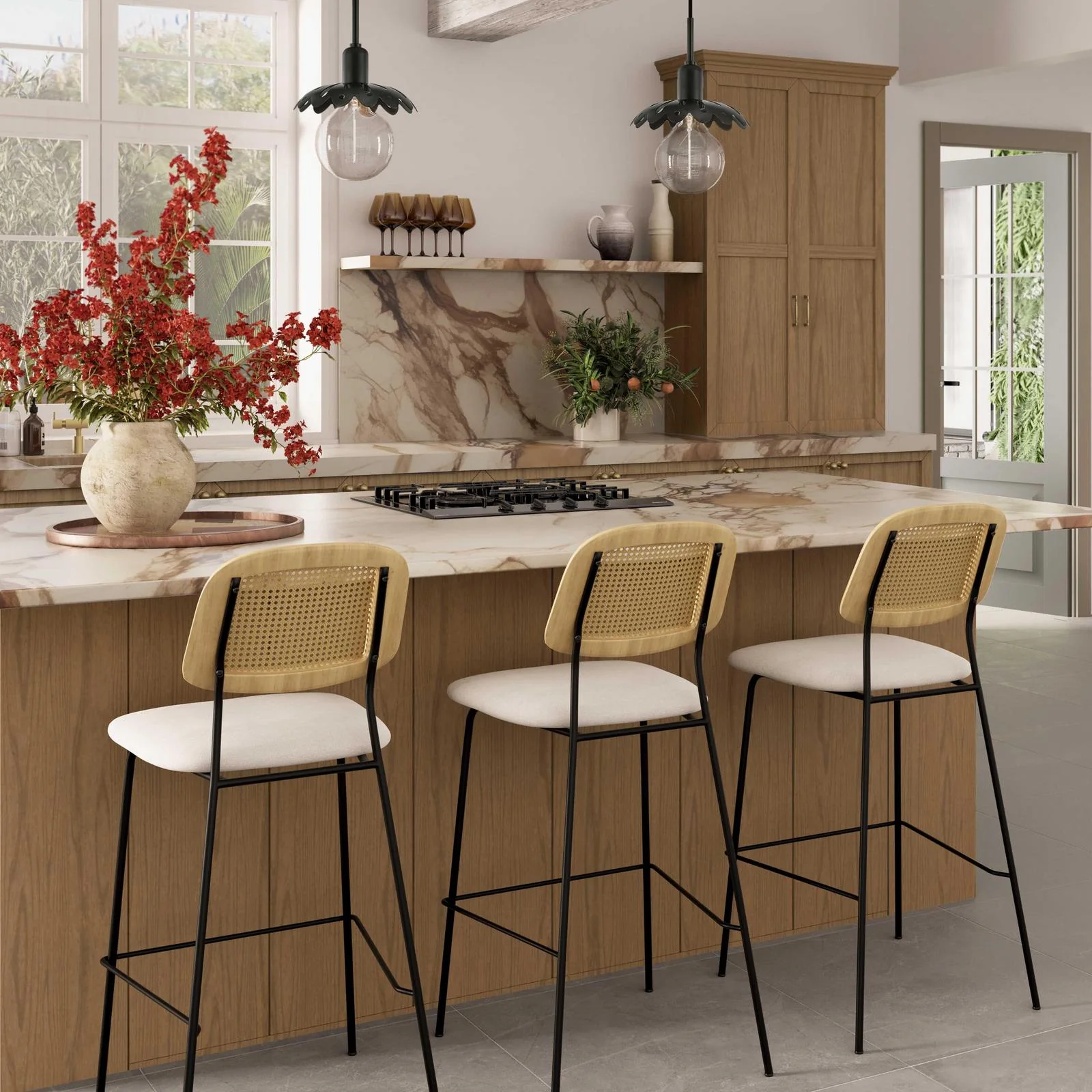 Anais Natural Rattan Counter Stool - Set of 2 - Image 2