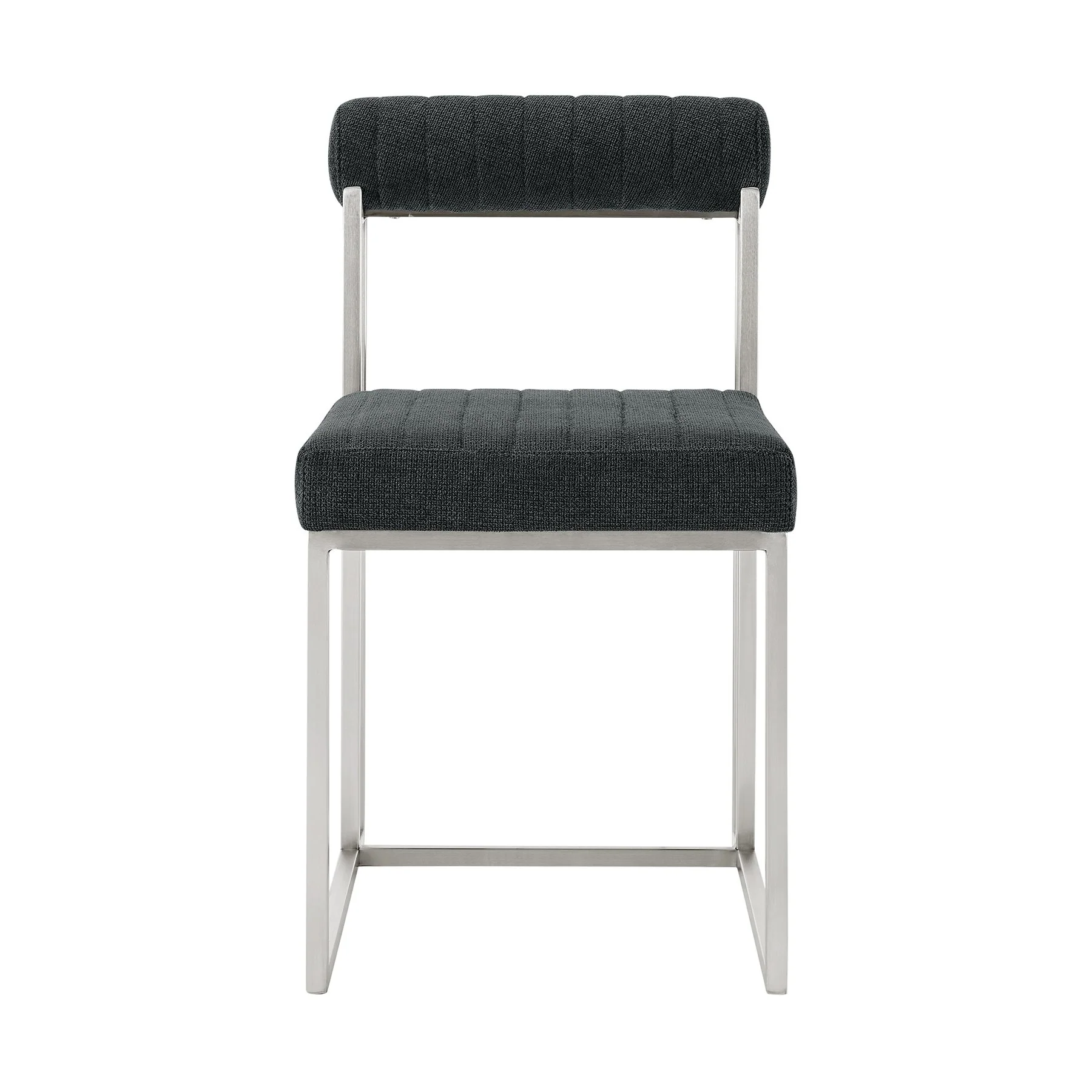 Anastasia Dining Chair with Brushed Stainless Steel and Charcoal Fabric - Set of 2 - Image 3